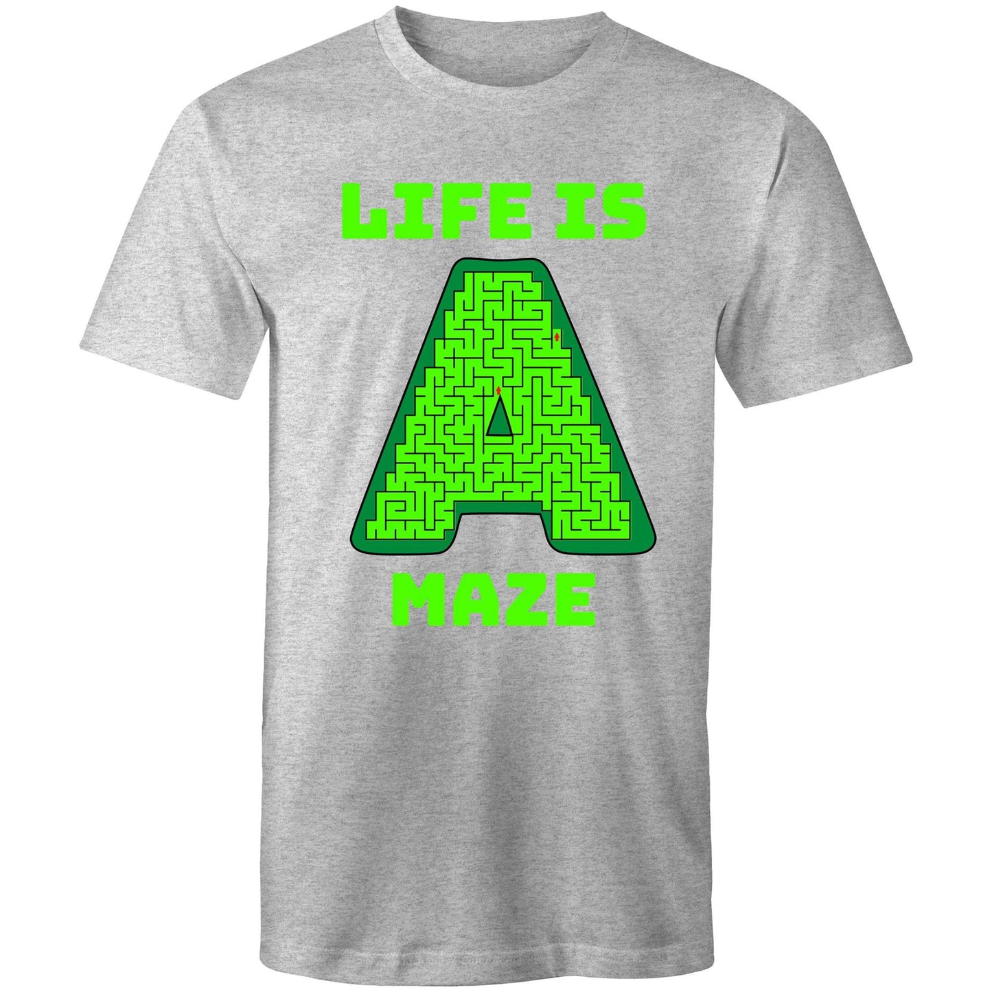 Life is A Maze Men's Playful Funny T-Shirt - Plus Size S, M, L, XL, 2XL, 3XL, 4XL, 5XL - Da Boss Mango AU - Grey Marle