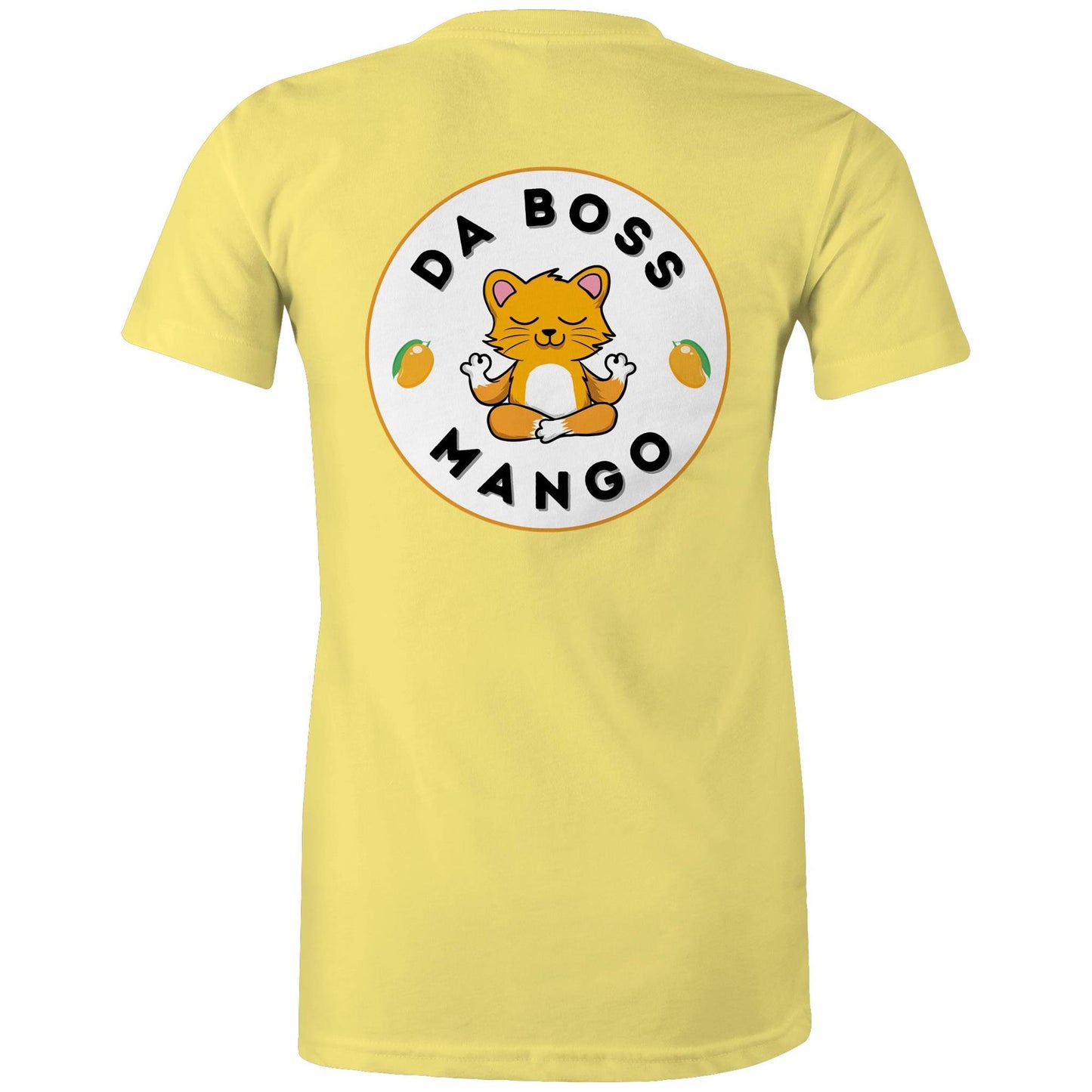 Da Boss Mango Women's Cotton T-Shirt Logo on Back - Da Boss Mango AU - Yellow