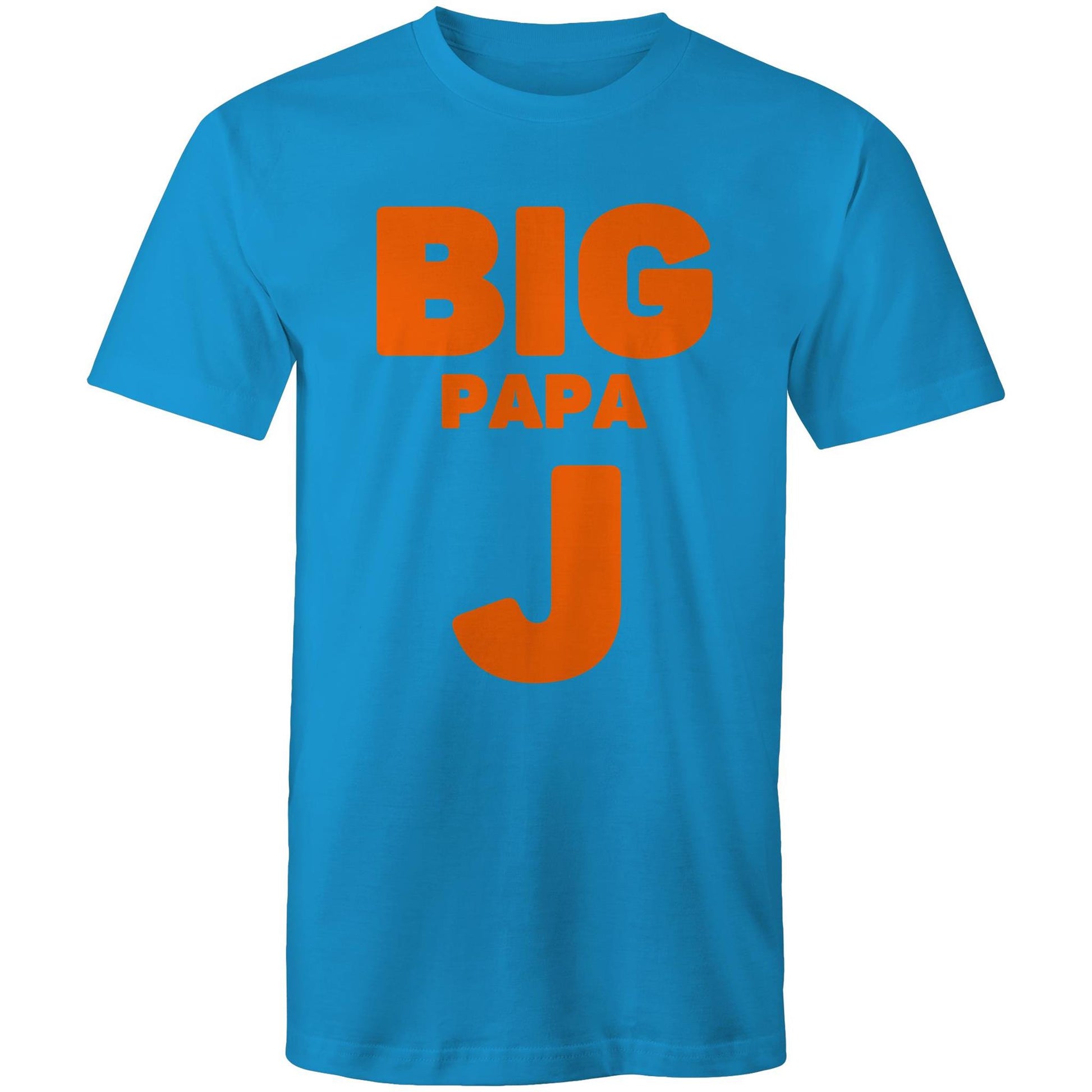 "Big Papa J" Men's Cotton Arctic Blue T-Shirt in Size S, M, L, XL, XXL, 3XL, 4XL, 5XL, Gift for Dad - Da Boss Mango AU -