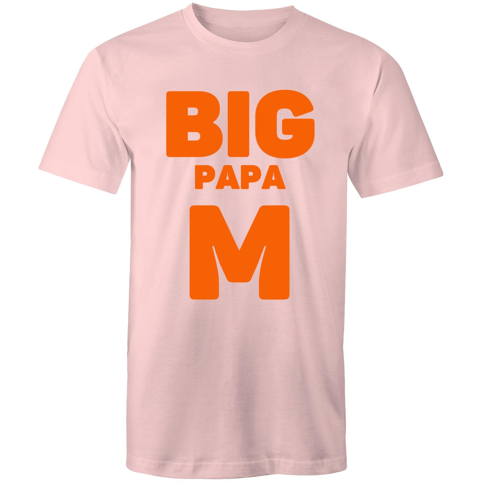 "Big Papa M" Men's Cotton Pink T-Shirt in Size S, M, L, XL, XXL, 3XL, 4XL, 5XL, Gift for Dad - Da Boss Mango AU -