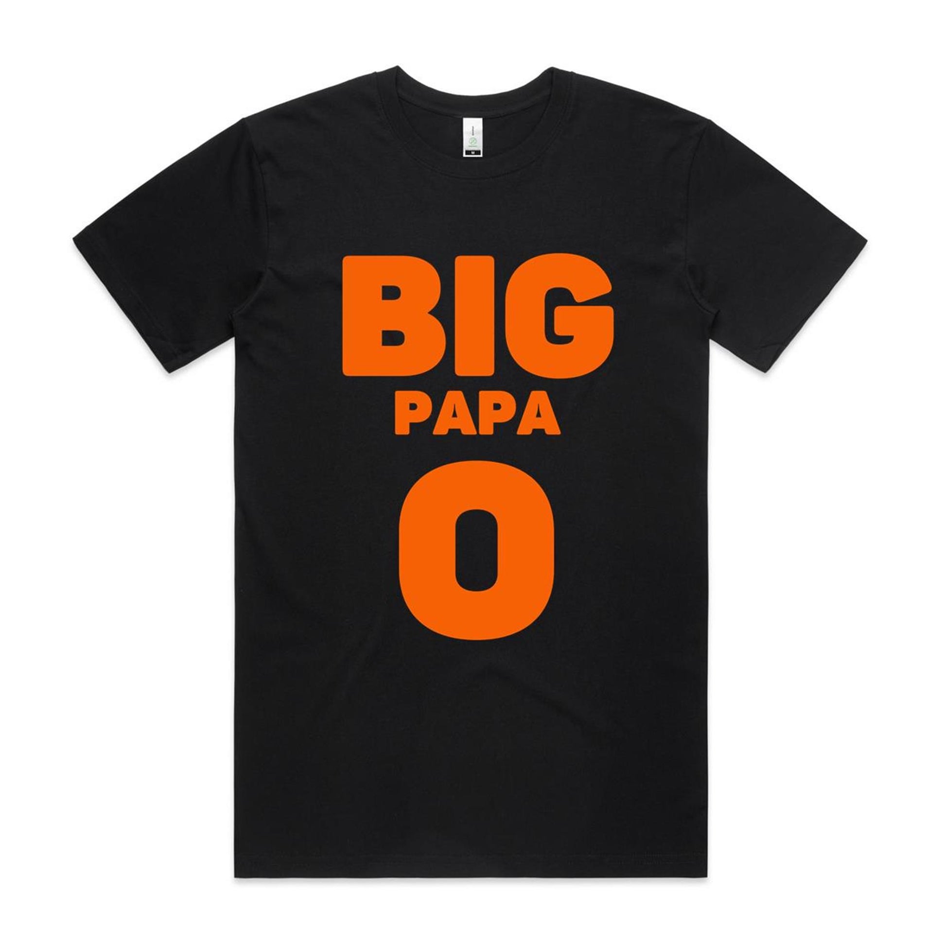 "Big Papa O" Men's GOTS Certified Organic Cotton T-Shirt, Father's Day Birthday Gift for Dad- Da Boss Mango AU - Black