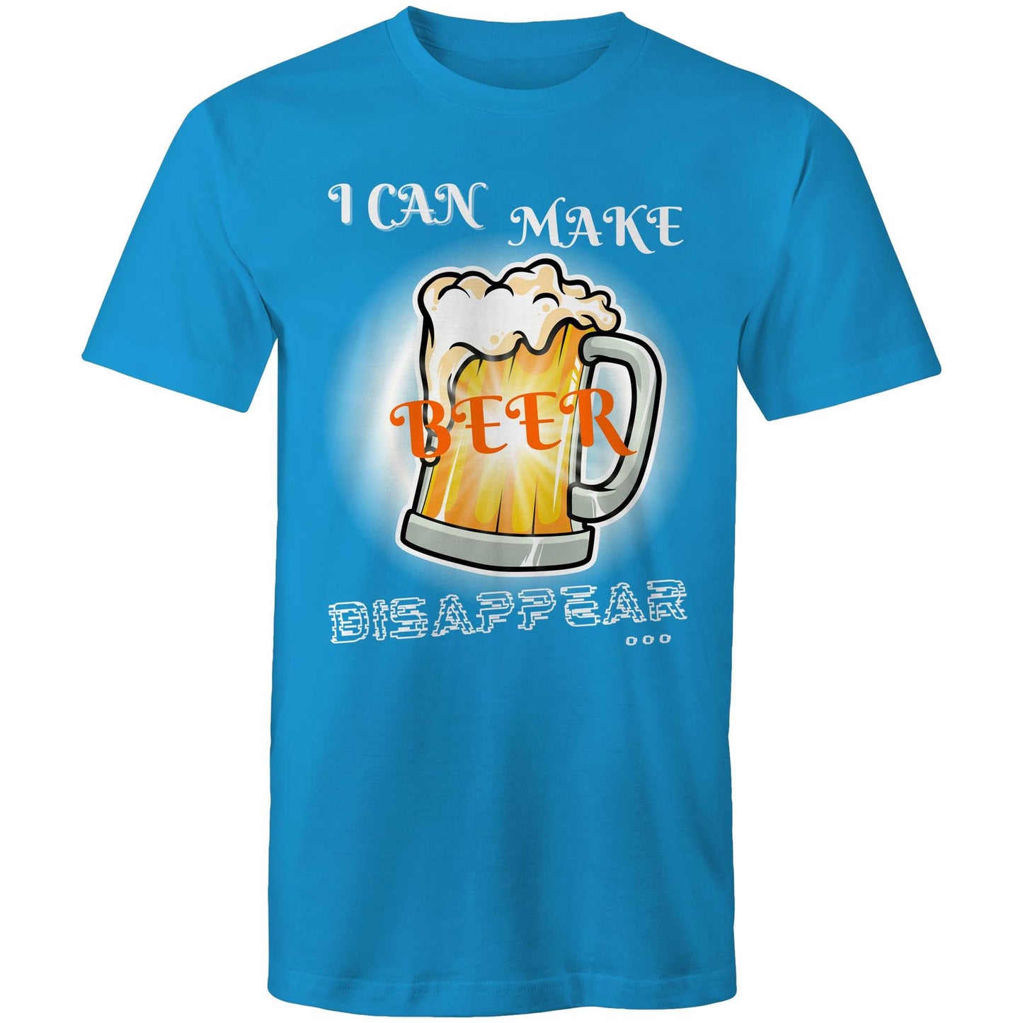 I Can Make Beer Disappear Men's Funny Cotton T-Shirt - Size S, M, L, XL, 2XL, 3XL, 4XL, 5XL - Da Boss Mango AU - Arctic Blue