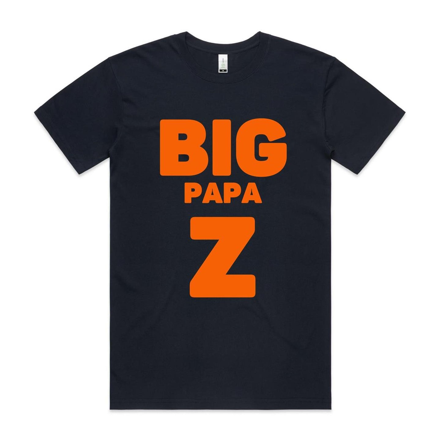 "Big Papa Z" Men's GOTS Certified Organic Cotton T-Shirt, Father's Day Birthday Gift for Dad- Da Boss Mango AU - Navy