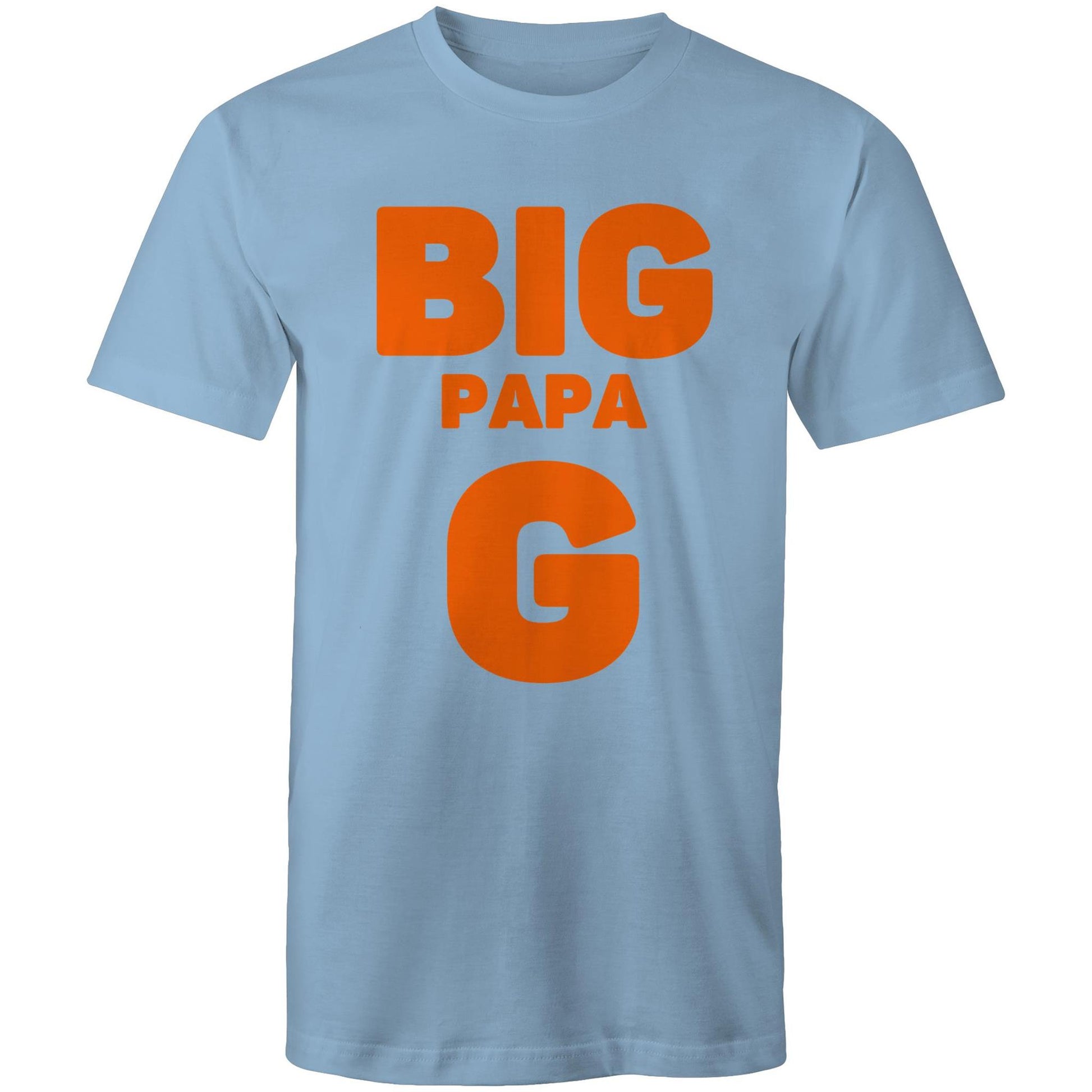 "Big Papa G" Men's Cotton Caroline Blue T-Shirt in Size S, M, L, XL, XXL, 3XL, 4XL, 5XL, Gift for Dad - Da Boss Mango AU -