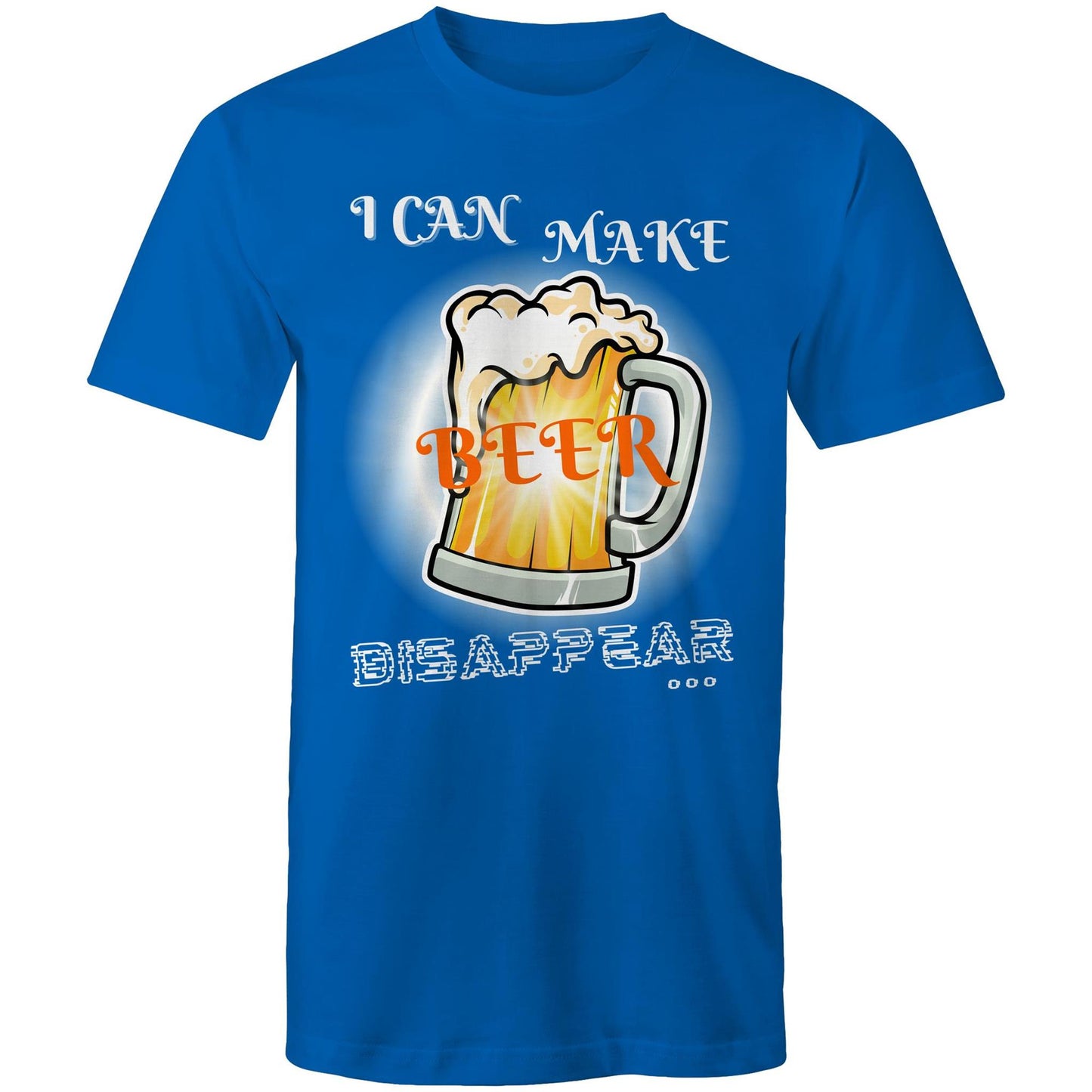 I Can Make Beer Disappear Men's Cotton T-Shirt - Size S, M, L, XL, 2XL, 3XL, 4XL, 5XL - Da Boss Mango AU - Bright Royal Blue