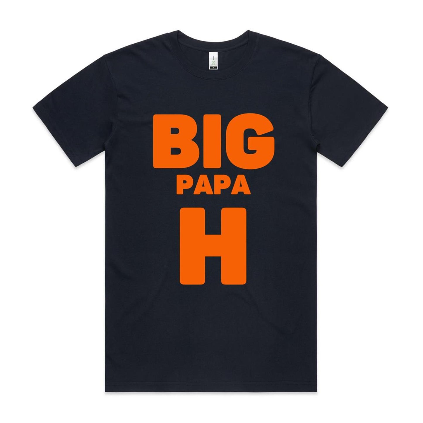 "Big Papa H" Men's GOTS Certified Organic Cotton T-Shirt, Father's Day Birthday Gift for Dad- Da Boss Mango AU - Navy