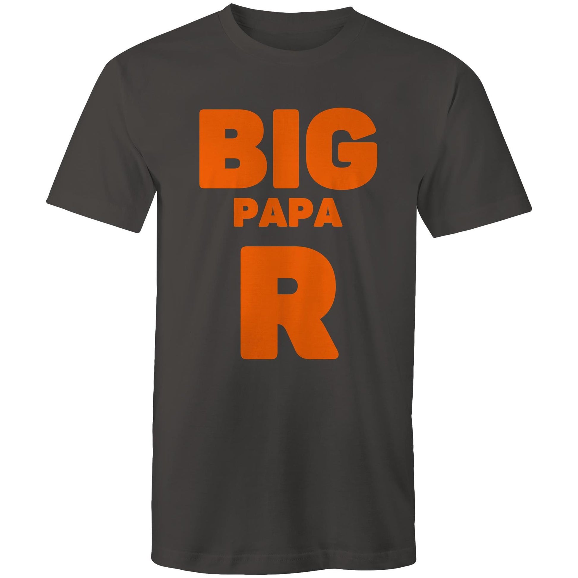 "Big Papa R" Men's Cotton Charcoal Grey T-Shirt in Size S, M, L, XL, XXL, 3XL, 4XL, 5XL, Gift for Dad - Da Boss Mango AU -