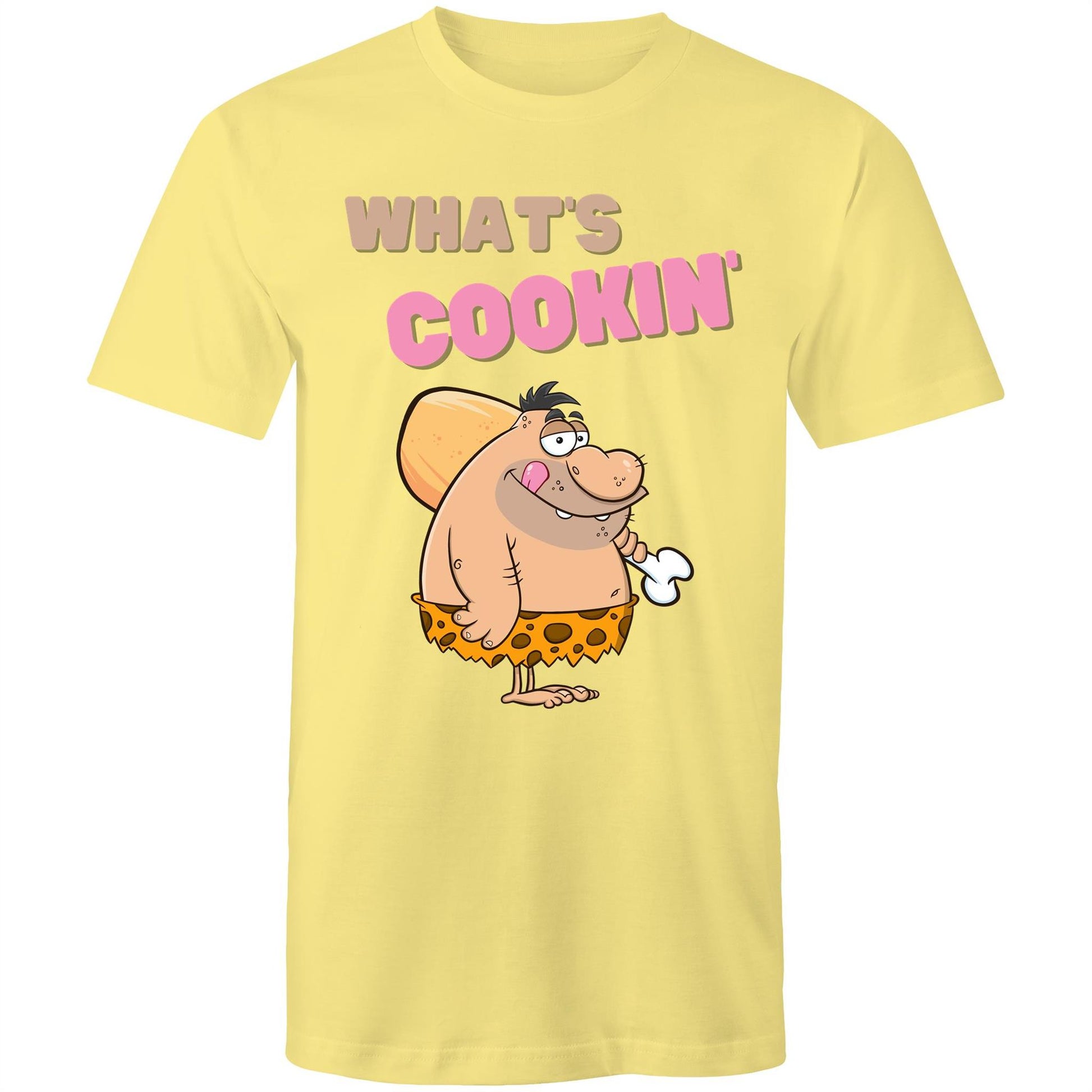 What's Cookin' Humorous Men's Cotton T-Shirt - Plus Size S, M, L, XL, 2XL, 3XL, 4XL, 5XL - Da Boss Mango AU - Lemon Yellow