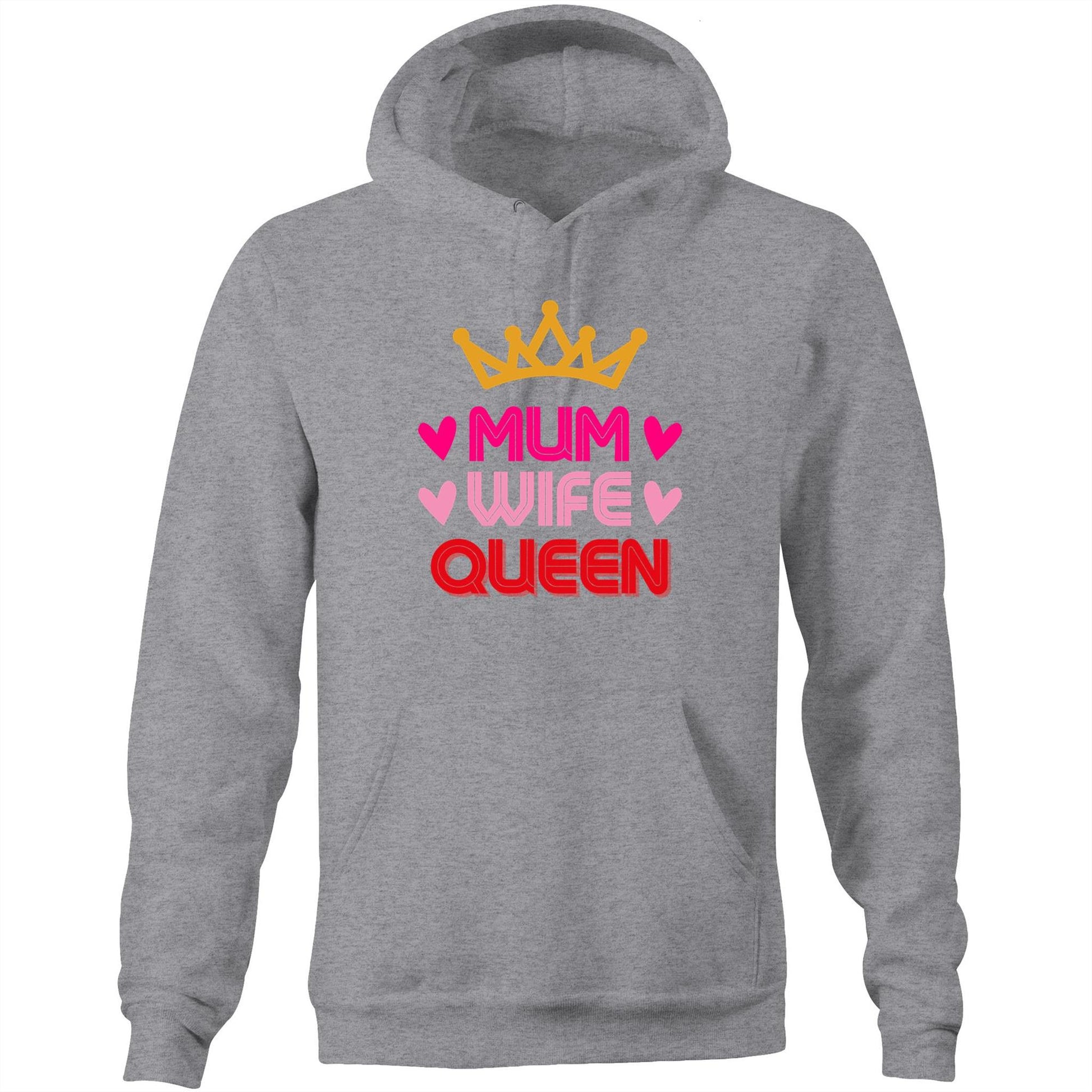 Mum Wife Queen Womens Hoodie Sweatshirt Pullover - Best Mother's Day Birthday Gift for Mum - Da Boss Mango AU - Grey Marle