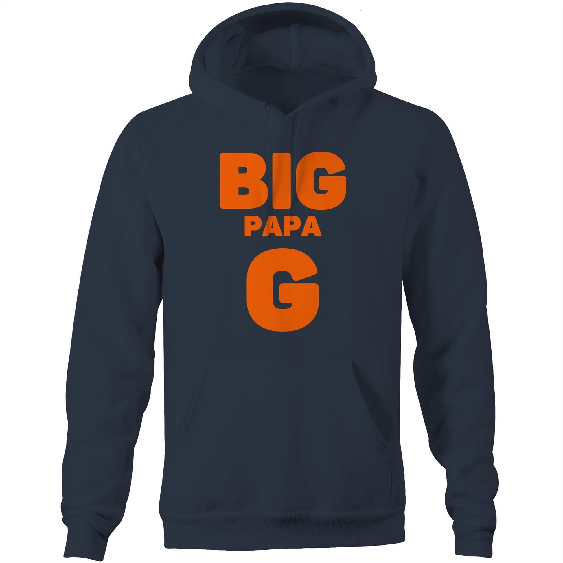 "Big Papa G" Pocket Hoodie Sweatshirt Pullover with Kangaroo Pocket Father's Day Gift for Dad - Da Boss Mango AU - Navy