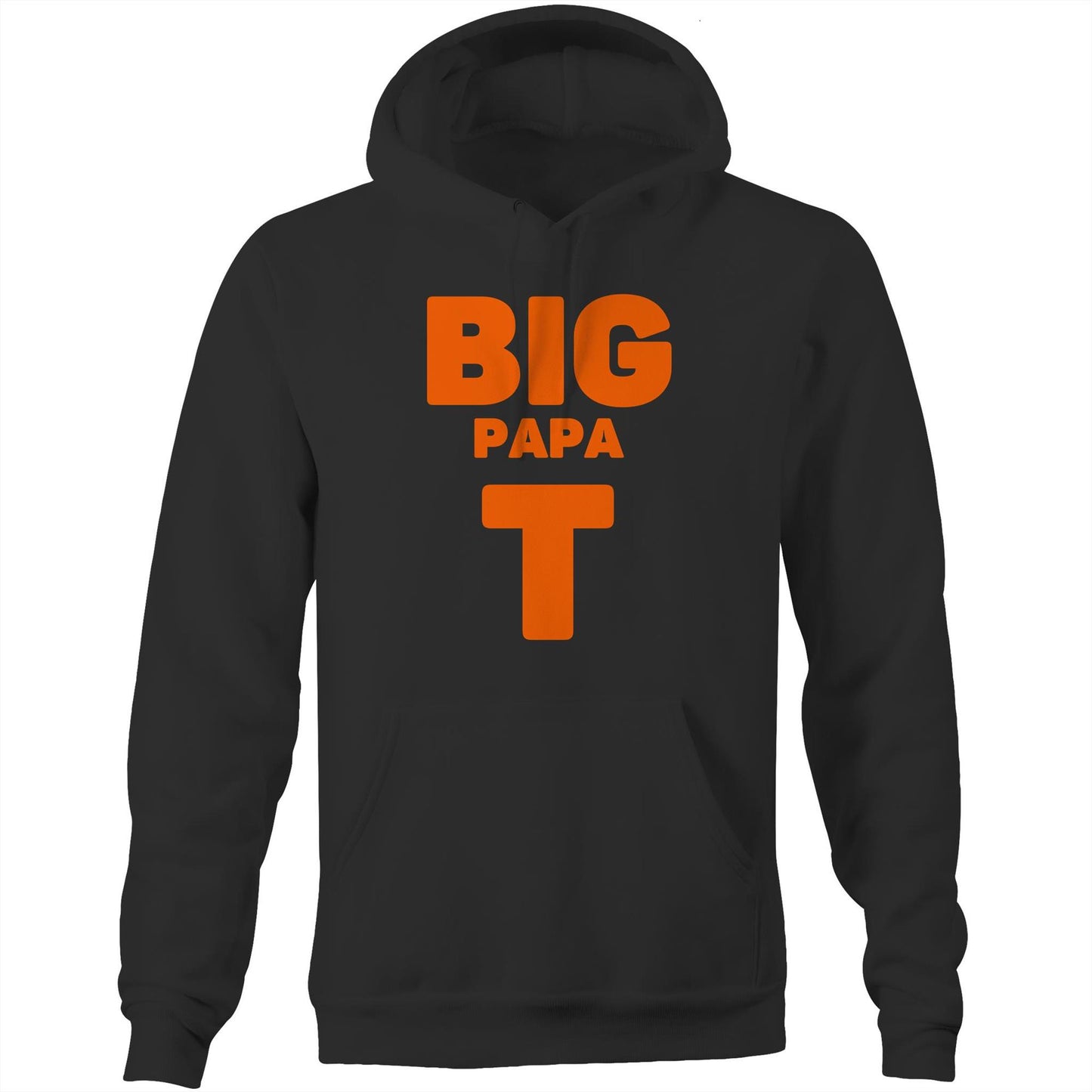 "Big Papa T" Pocket Hoodie Sweatshirt Pullover with Kangaroo Pocket Father's Day Gift for Dad - Da Boss Mango AU - Black