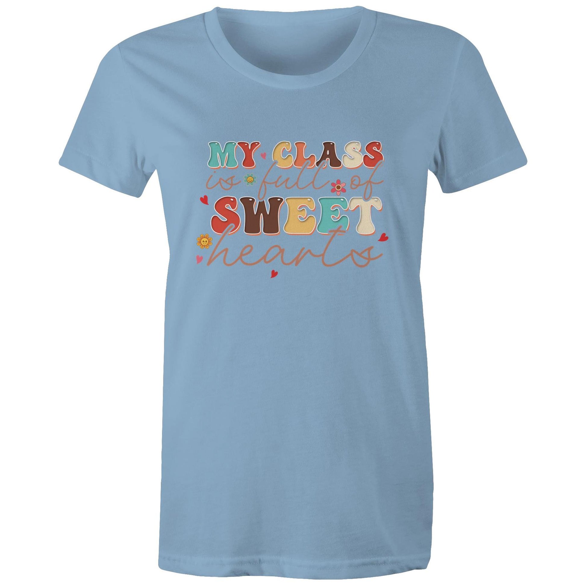 My Class is Full of Sweet-Heart Women's Cotton T-Shirt Gift for Teachers - Da Boss Mango AU - Carolina Blue