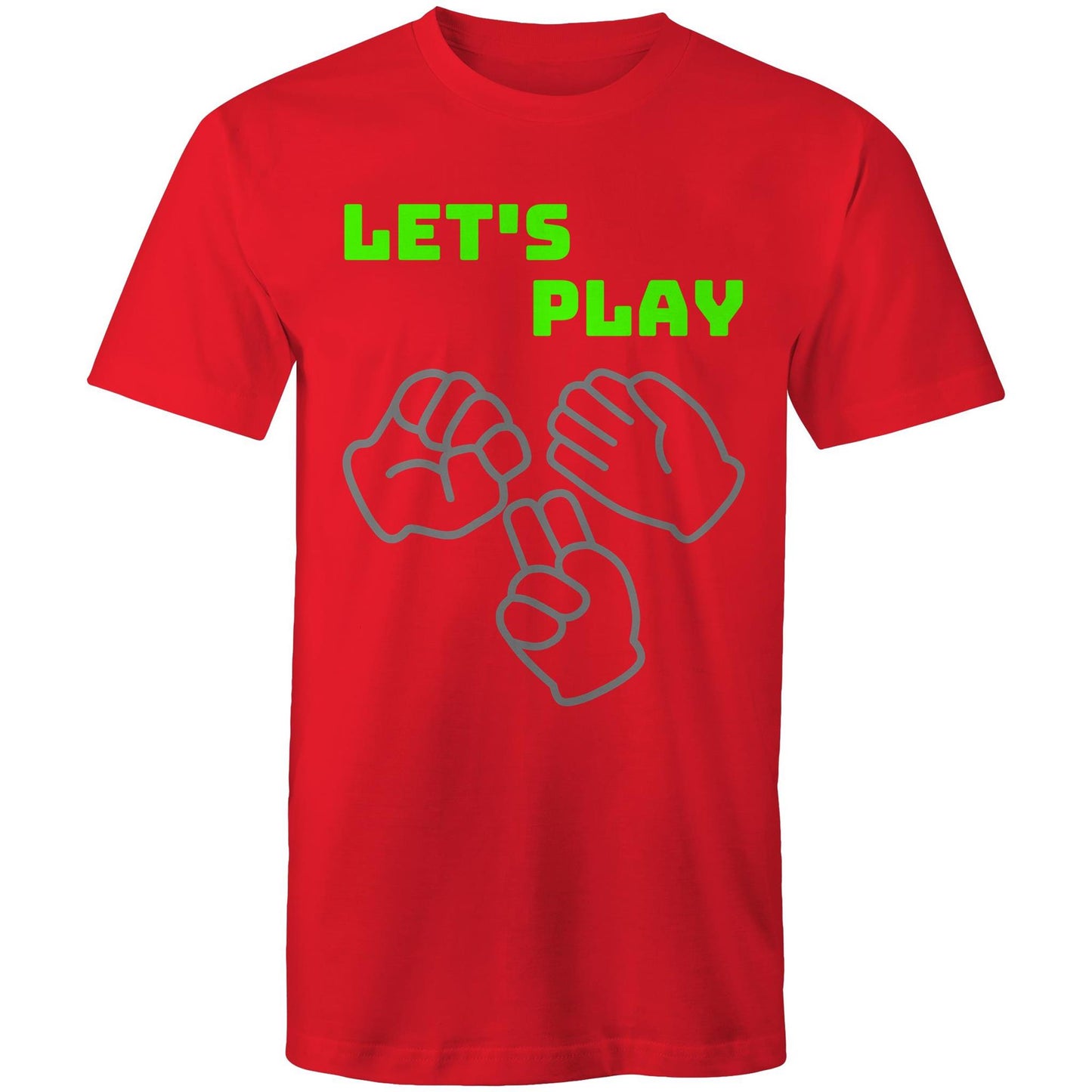 Let's Play Rock Paper Scissors Men's Cotton T-Shirt - Plus Size S, M, L, XL, 2XL, 3XL, 4XL, 5XL - Da Boss Mango AU - Red