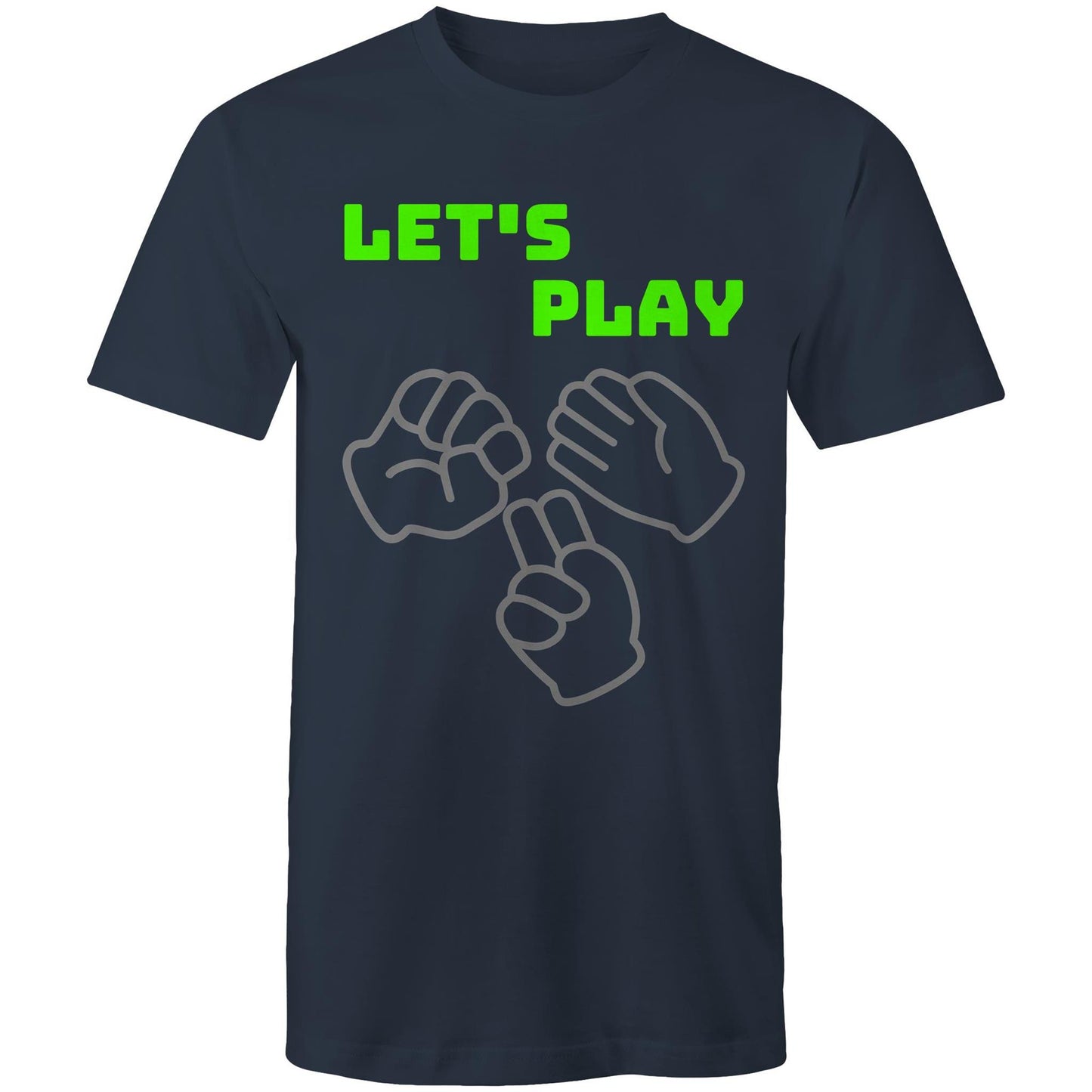 Let's Play Rock Paper Scissors Men's Cotton T-Shirt - Plus Size S, M, L, XL, 2XL, 3XL, 4XL, 5XL - Da Boss Mango AU - Navy