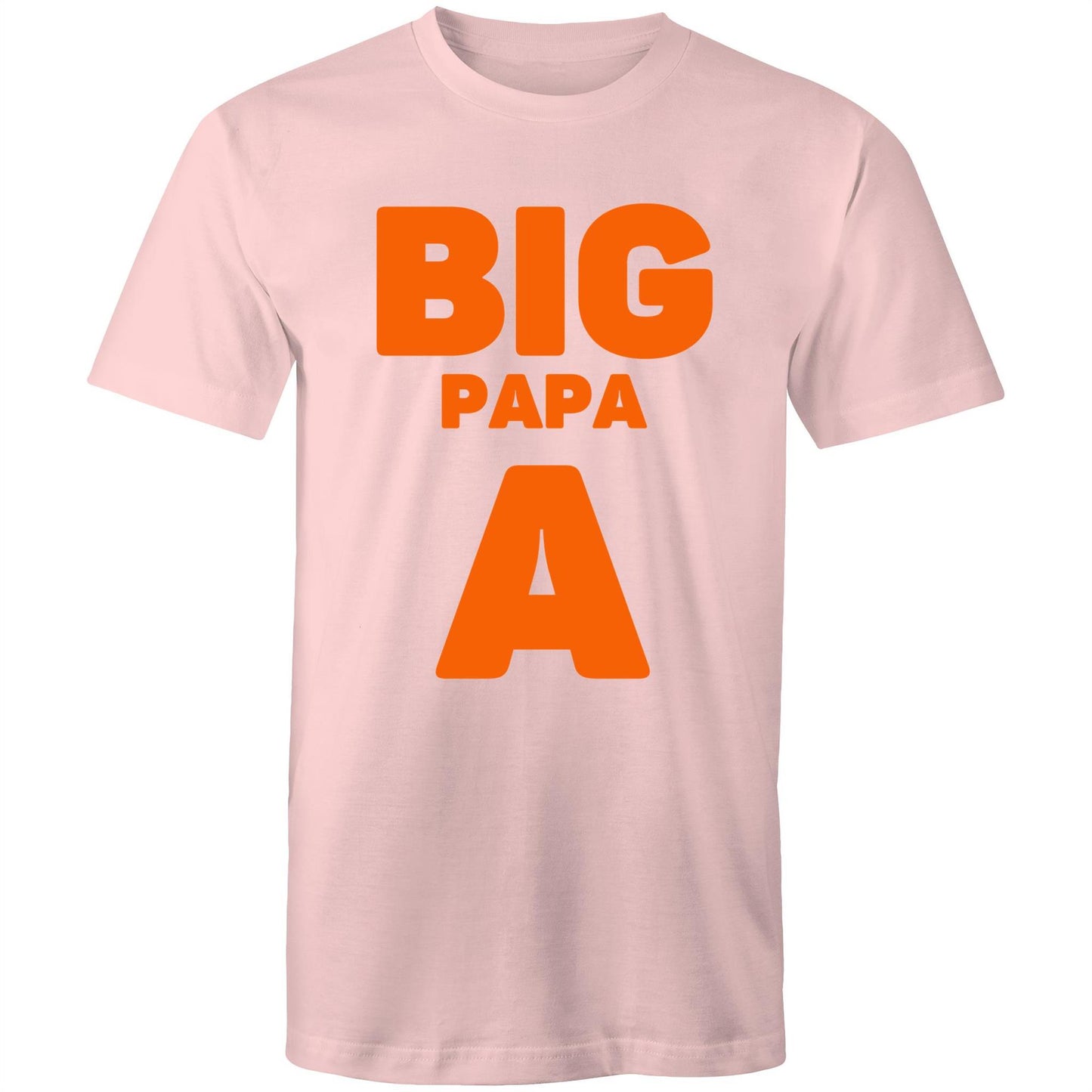 "Big Papa A" Men's Cotton Pink T-Shirt in Size S, M, L, XL, XXL, 3XL, 4XL, 5XL, Gift for Dad - Da Boss Mango AU -