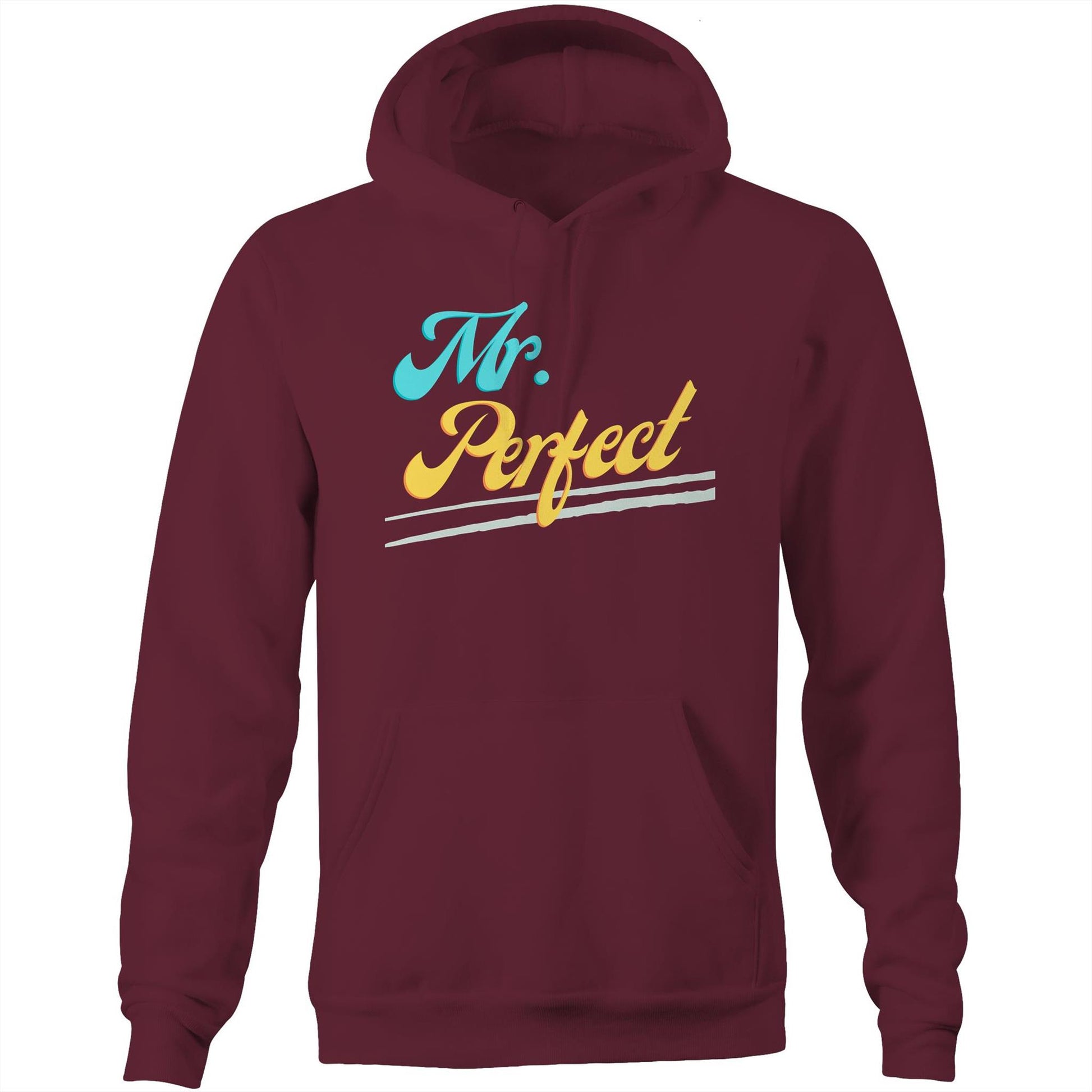 "Mr. Perfect" Pocket Hoodie Sweatshirt Pullover Gift for Husband, Dad, Boyfriend - Da Boss Mango AU - Burgundy Maroon