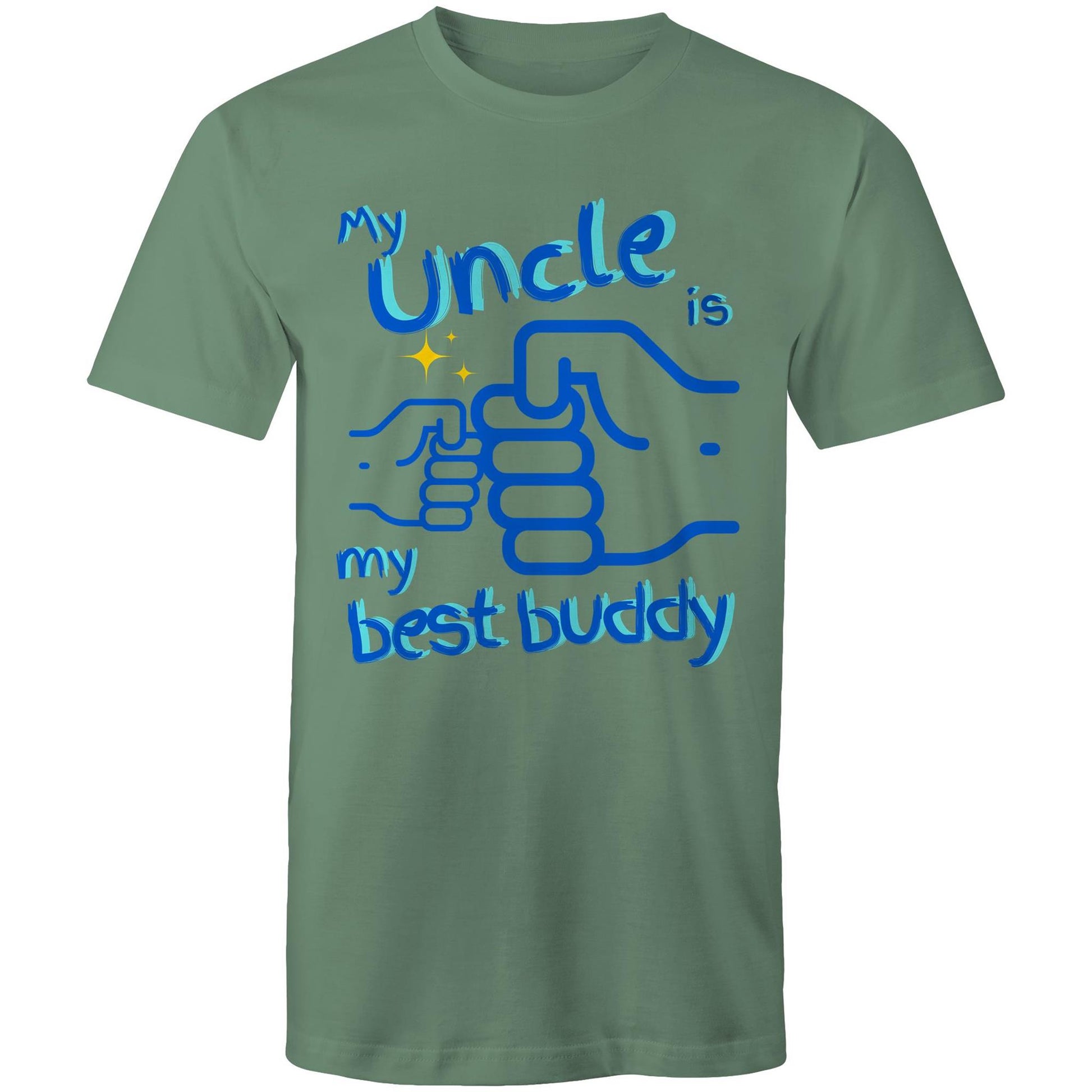 My Uncle is my Best Buddy Men's Cotton T-Shirt - Best Gift for Uncles from Nephews and Nieces - Da Boss Mango AU - Sage Green