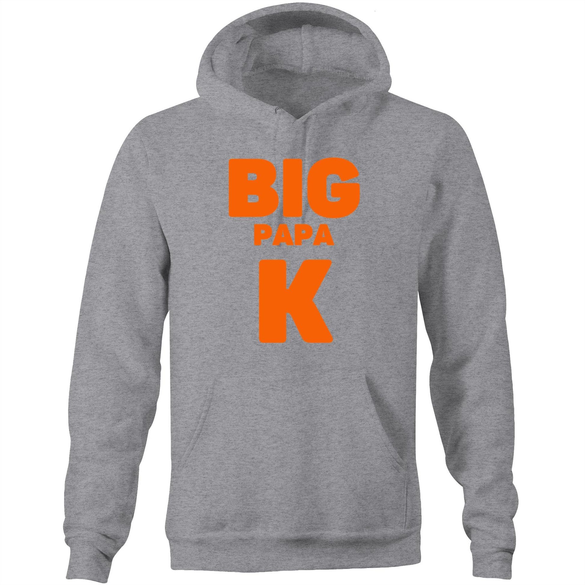 "Big Papa K" Pocket Hoodie Sweatshirt Pullover with Kangaroo Pocket Father's Day Gift for Dad - Da Boss Mango AU - Grey Marle