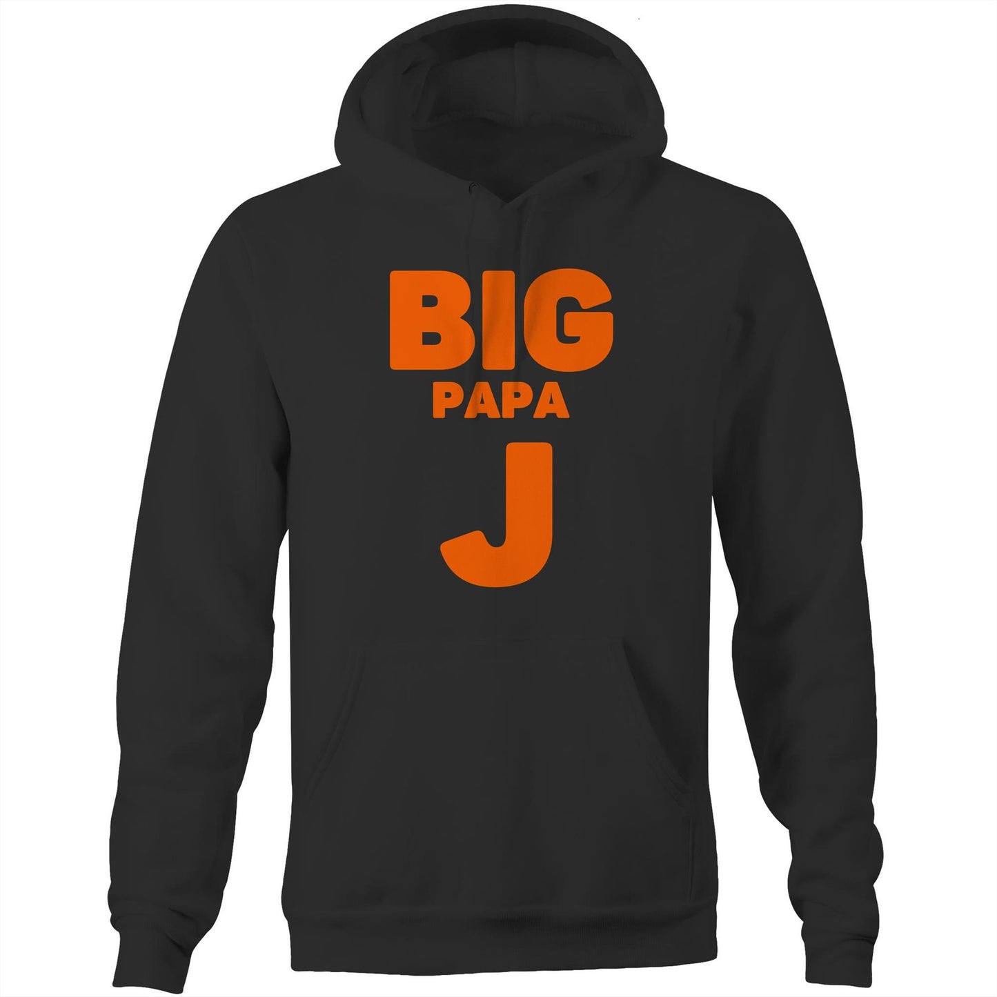 "Big Papa J" Pocket Hoodie Sweatshirt Pullover with Kangaroo Pocket Father's Day Gift for Dad - Da Boss Mango AU - Black