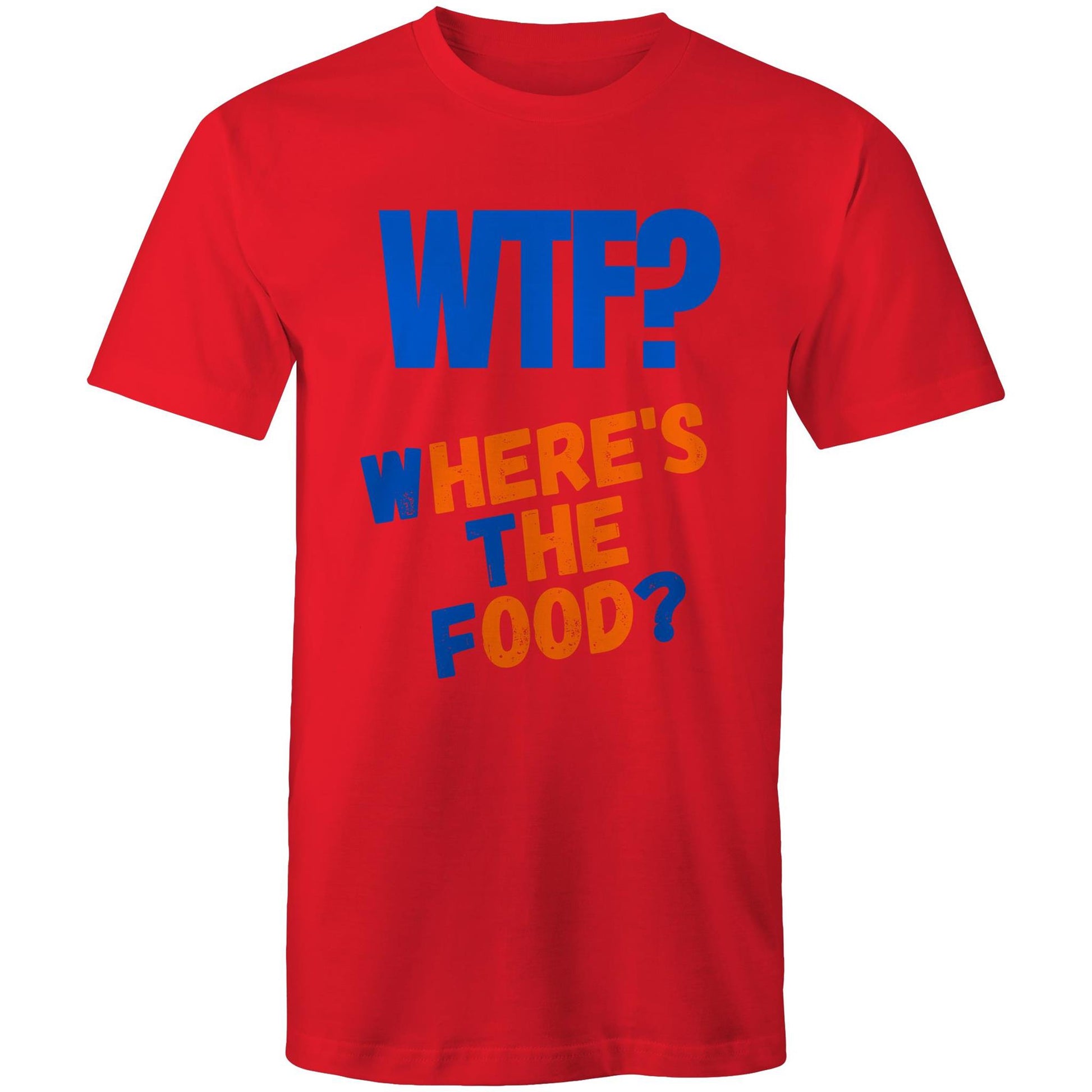 WTF? Where's The Food? Funny Men's Cotton T-Shirt - Plus Size S, M, L, XL, 2XL, 3XL, 4XL, 5XL - Da Boss Mango AU - Red