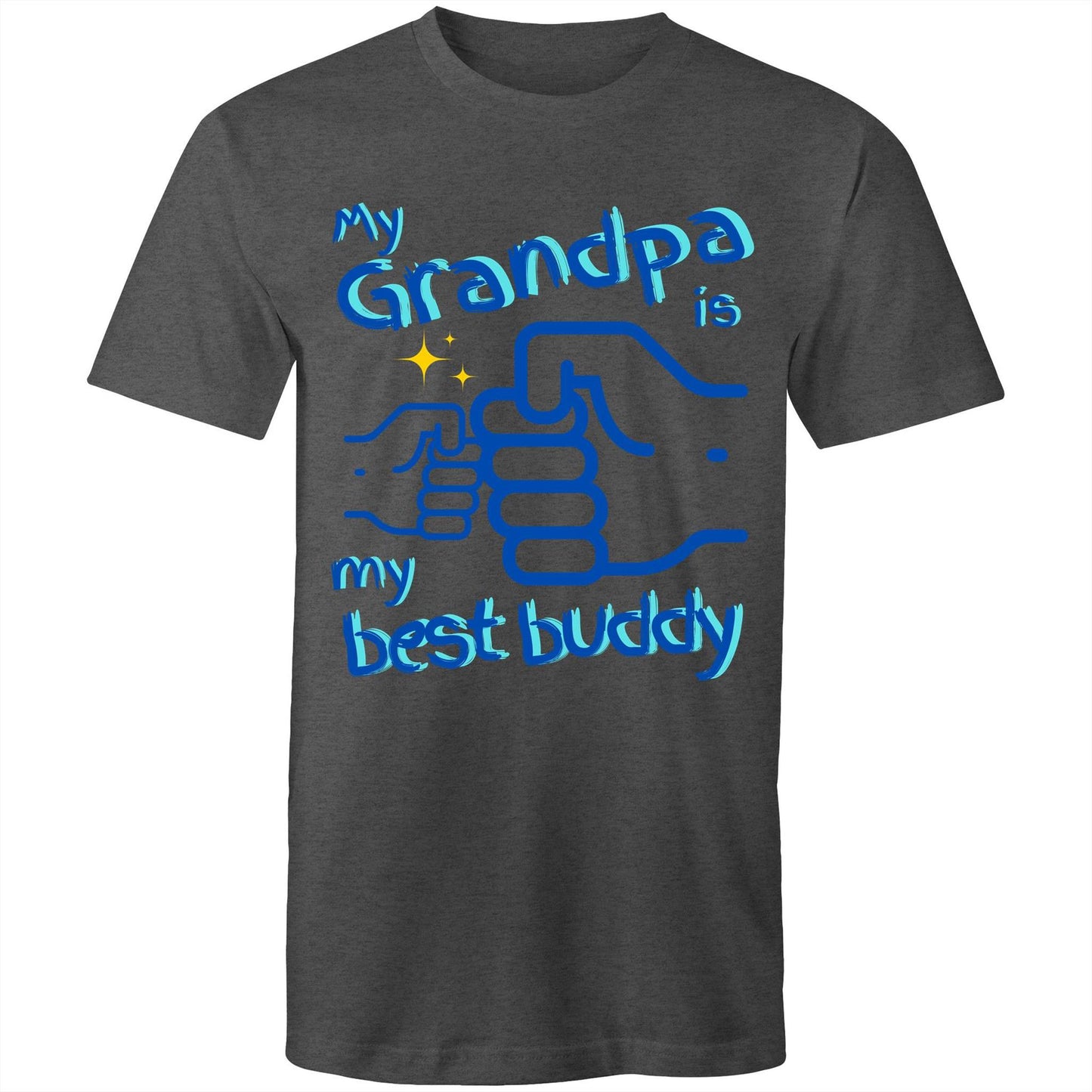 My Grandpa is My Best Buddy Men's Cotton T-Shirt - Best Gift for Grandpa from Grandson - Da Boss Mango AU - Asphalt Marle