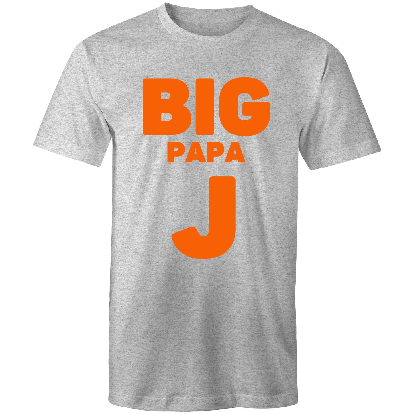 "Big Papa J" Men's Cotton Light Grey Marle T-Shirt in Size S, M, L, XL, XXL, 3XL, 4XL, 5XL, Gift for Dad - Da Boss Mango AU -