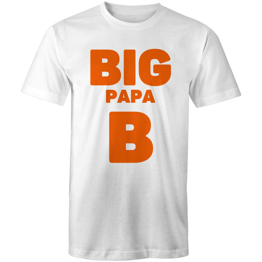 "Big Papa B" Men's Cotton White T-Shirt in Size S, M, L, XL, XXL, 3XL, 4XL, 5XL, Gift for Dad - Da Boss Mango AU -