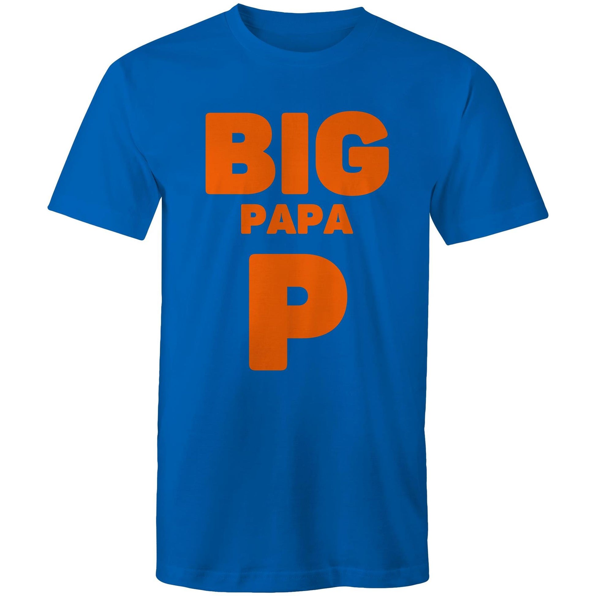 "Big Papa P" Men's Cotton Bright Royal Blue T-Shirt in Size S, M, L, XL, XXL, 3XL, 4XL, 5XL, Gift for Dad - Da Boss Mango AU