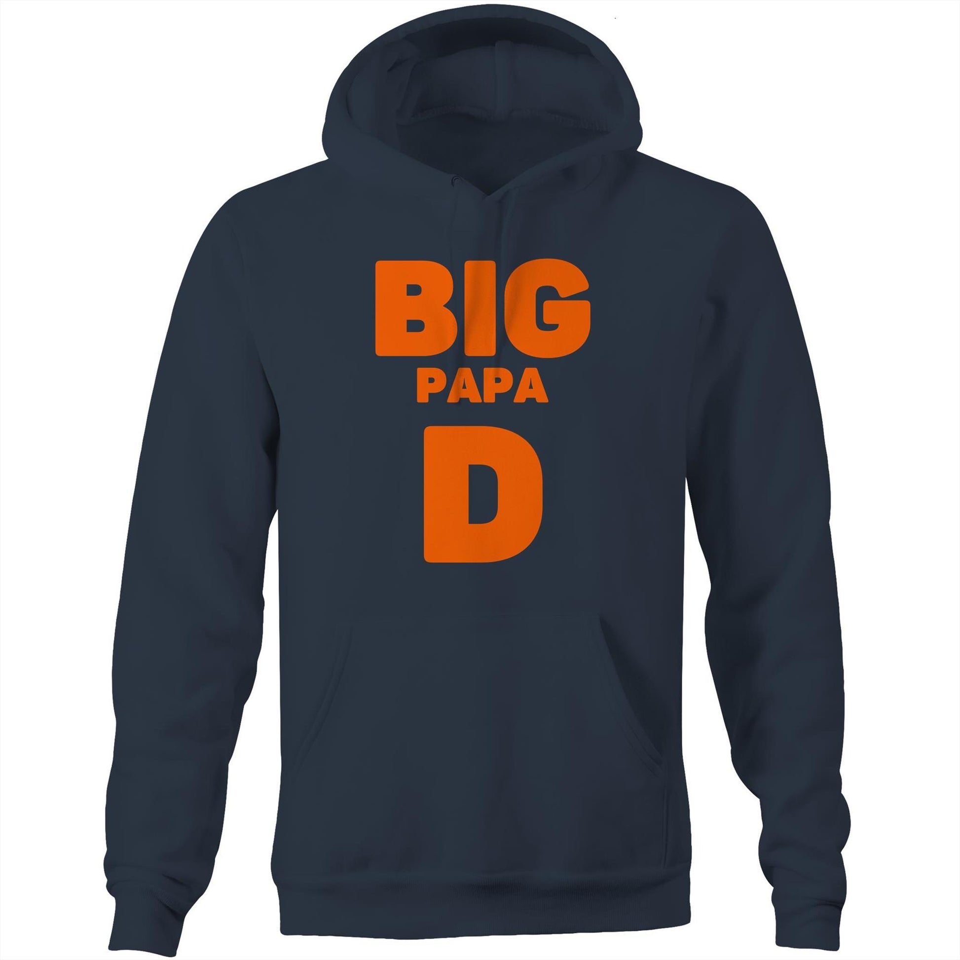 "Big Papa D" Pocket Hoodie Sweatshirt Pullover with Kangaroo Pocket Father's Day Gift for Dad - Da Boss Mango AU - Navy