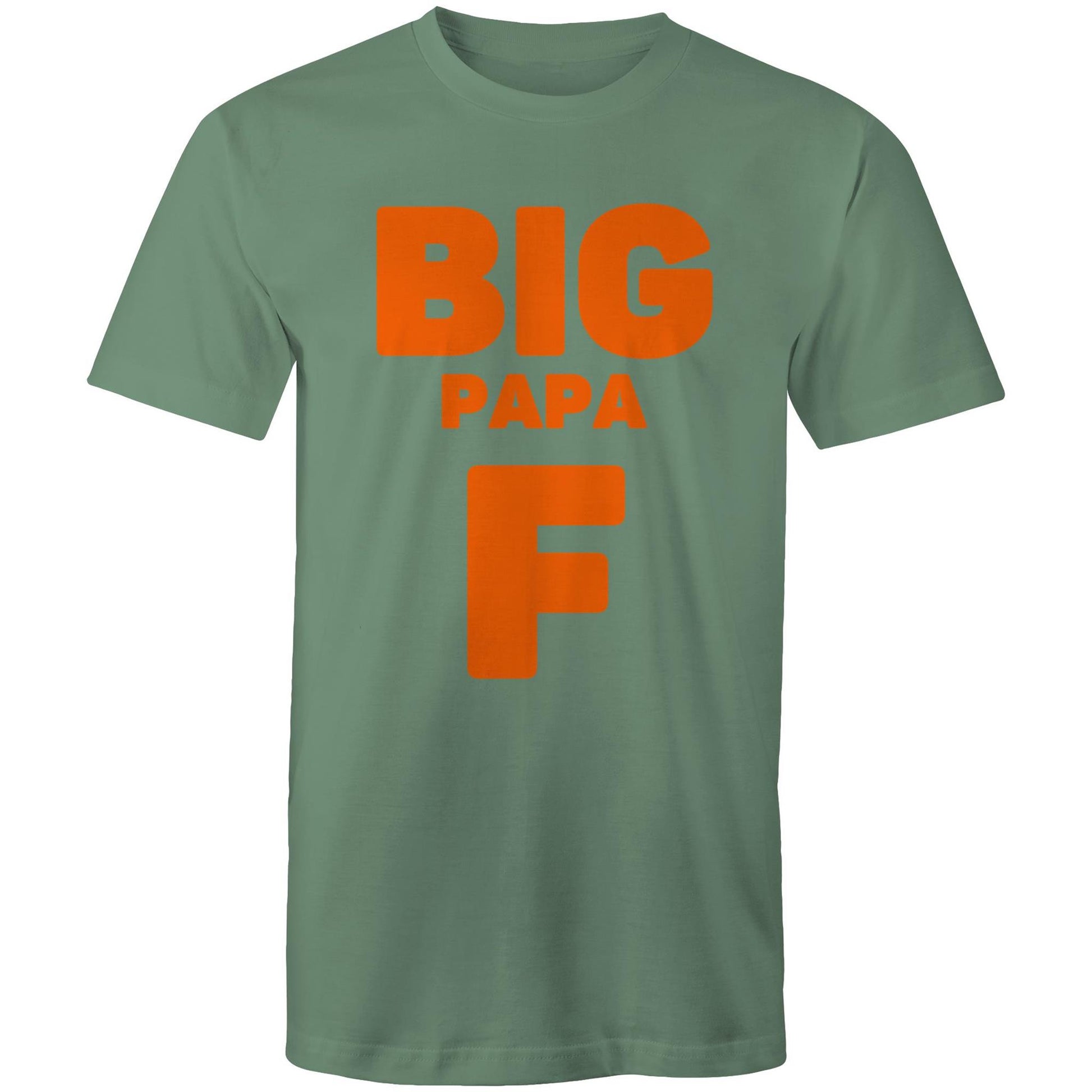 "Big Papa F" Men's Cotton Sage Green T-Shirt in Size S, M, L, XL, XXL, 3XL, 4XL, 5XL, Gift for Dad - Da Boss Mango AU -