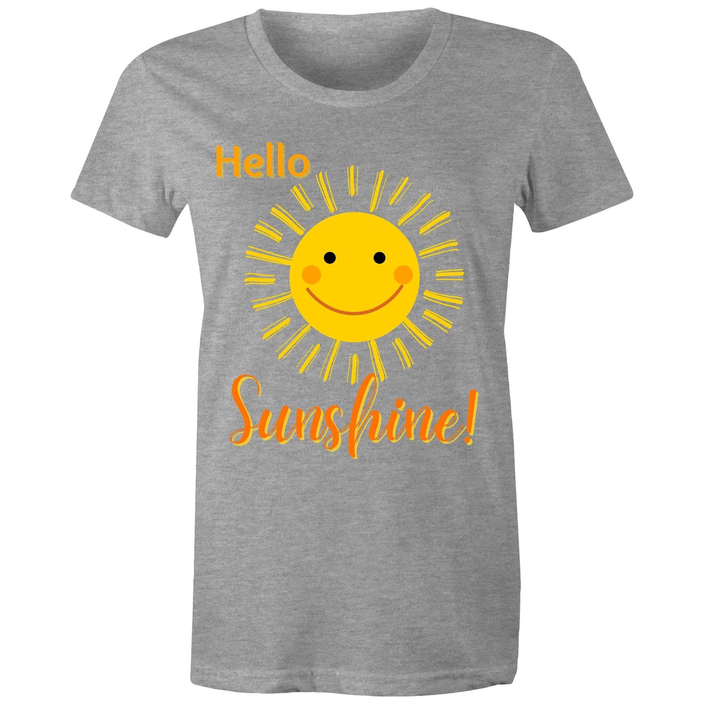 "Hello Sunshine!" Women's T-shirt - Gift Positive Happy Vibe Clothing - Da Boss Mango AU - Grey Marle