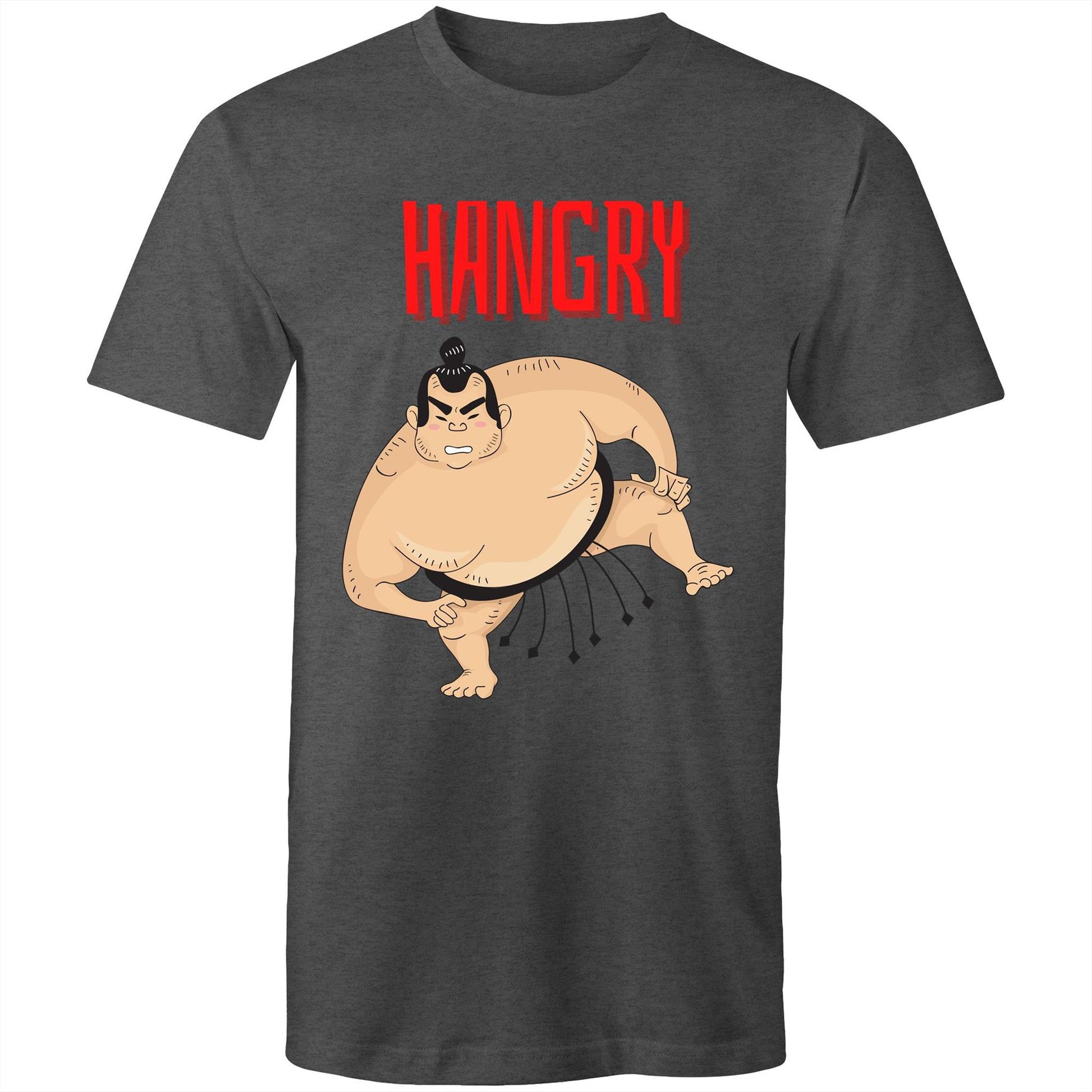 Hangry Men's T-Shirt - Funny Top - Plus Size S. M. L. XL. 2XL, 3XL, 4XL, 5XL - Da Boss Mango AU - Asphalt Darl Grey Marle