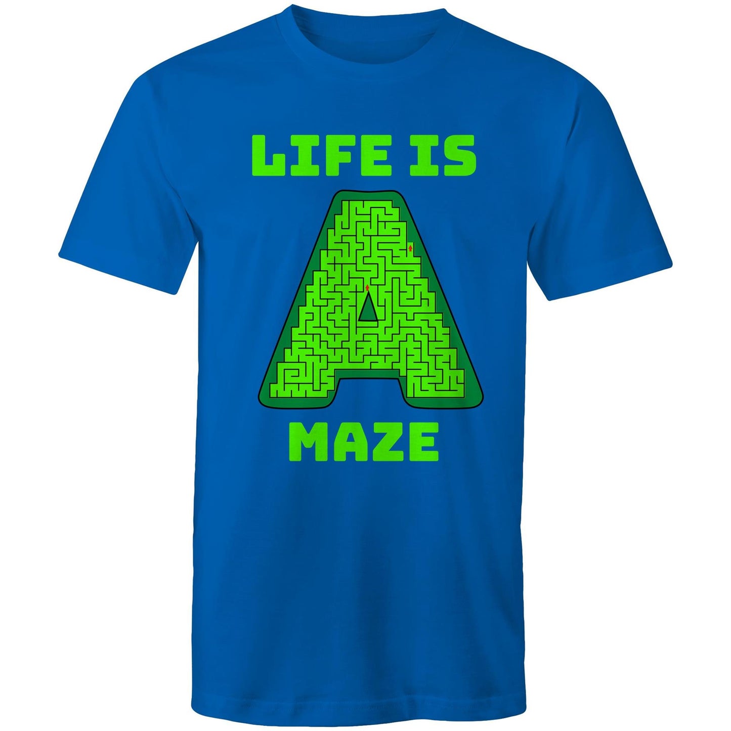 Life is A Maze Men's Funny Cotton T-Shirt - Size S, M, L, XL, 2XL, 3XL, 4XL, 5XL - Da Boss Mango AU - Bright Royal Blue