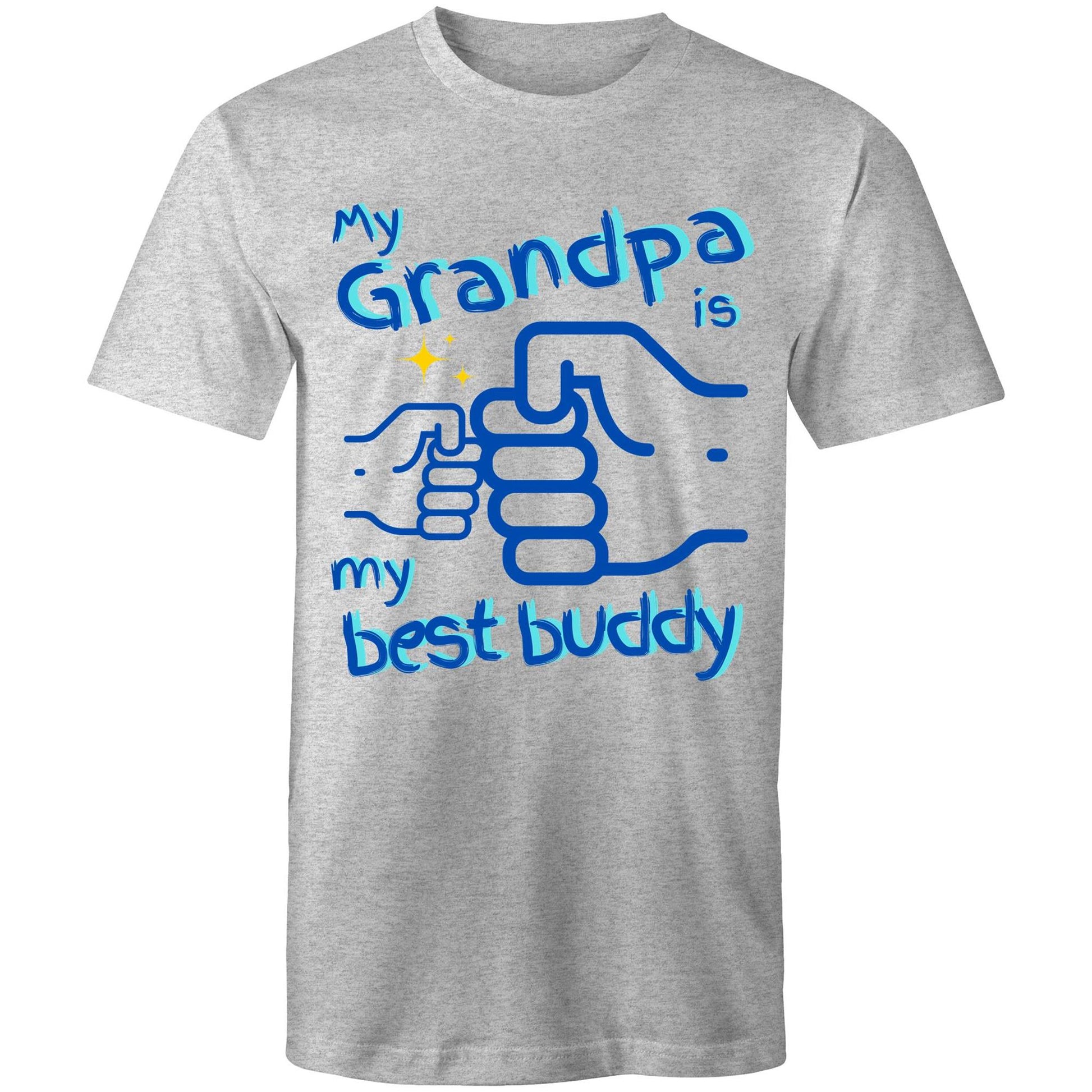 My Grandpa is My Best Buddy Men's Cotton T-Shirt - Best Gift for Grandpa from Grandson - Da Boss Mango AU - Grey Marle