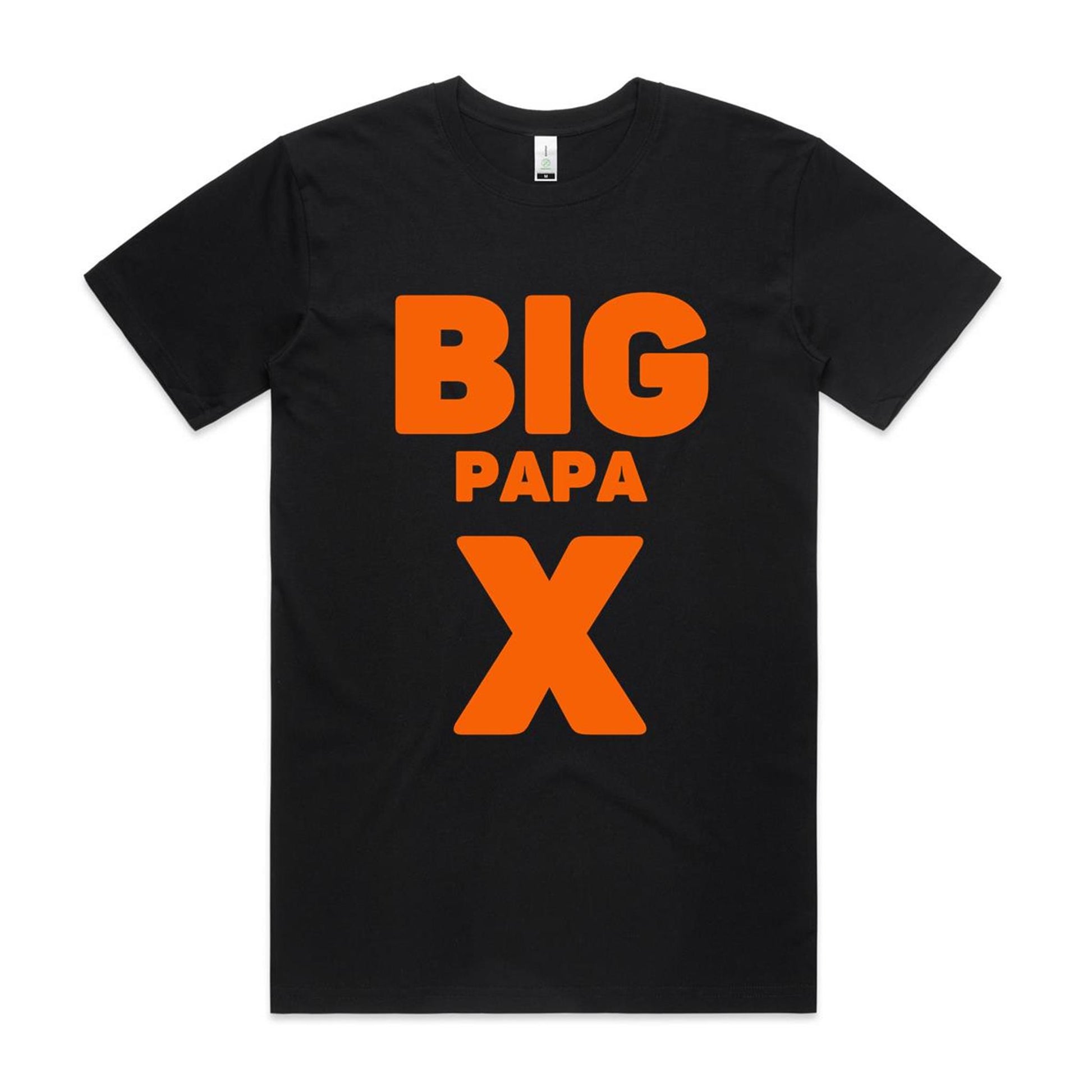 "Big Papa X" Men's GOTS Certified Organic Cotton T-Shirt, Father's Day Birthday Gift for Dad- Da Boss Mango AU - Black