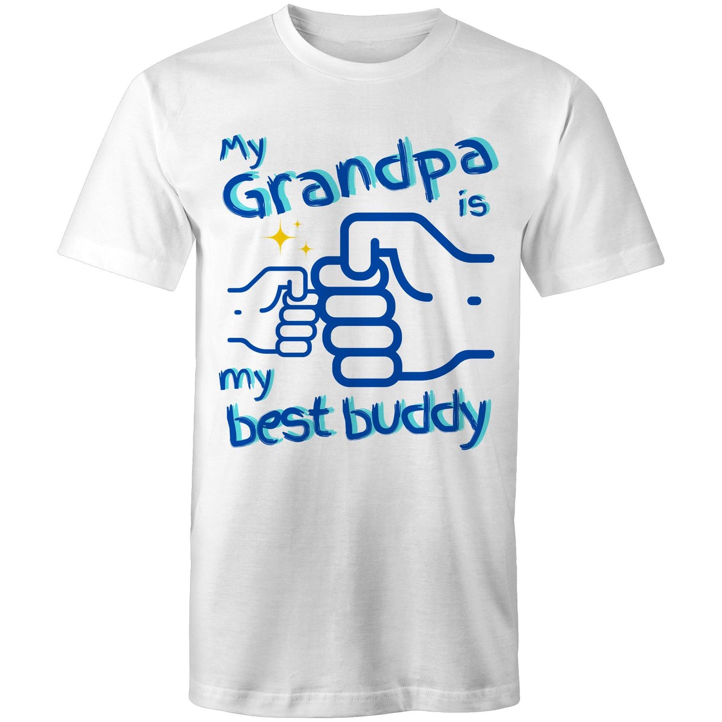 My Grandpa is My Best Buddy Men's Cotton T-Shirt - Best Gift for Grandpa from Grandson - Da Boss Mango AU - White