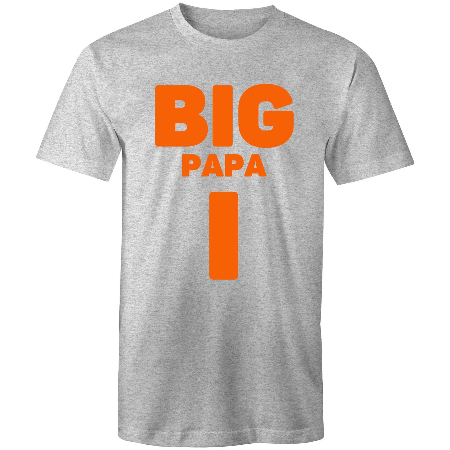 "Big Papa I" Men's Cotton Light Grey Marle T-Shirt in Size S, M, L, XL, XXL, 3XL, 4XL, 5XL, Gift for Dad - Da Boss Mango AU -