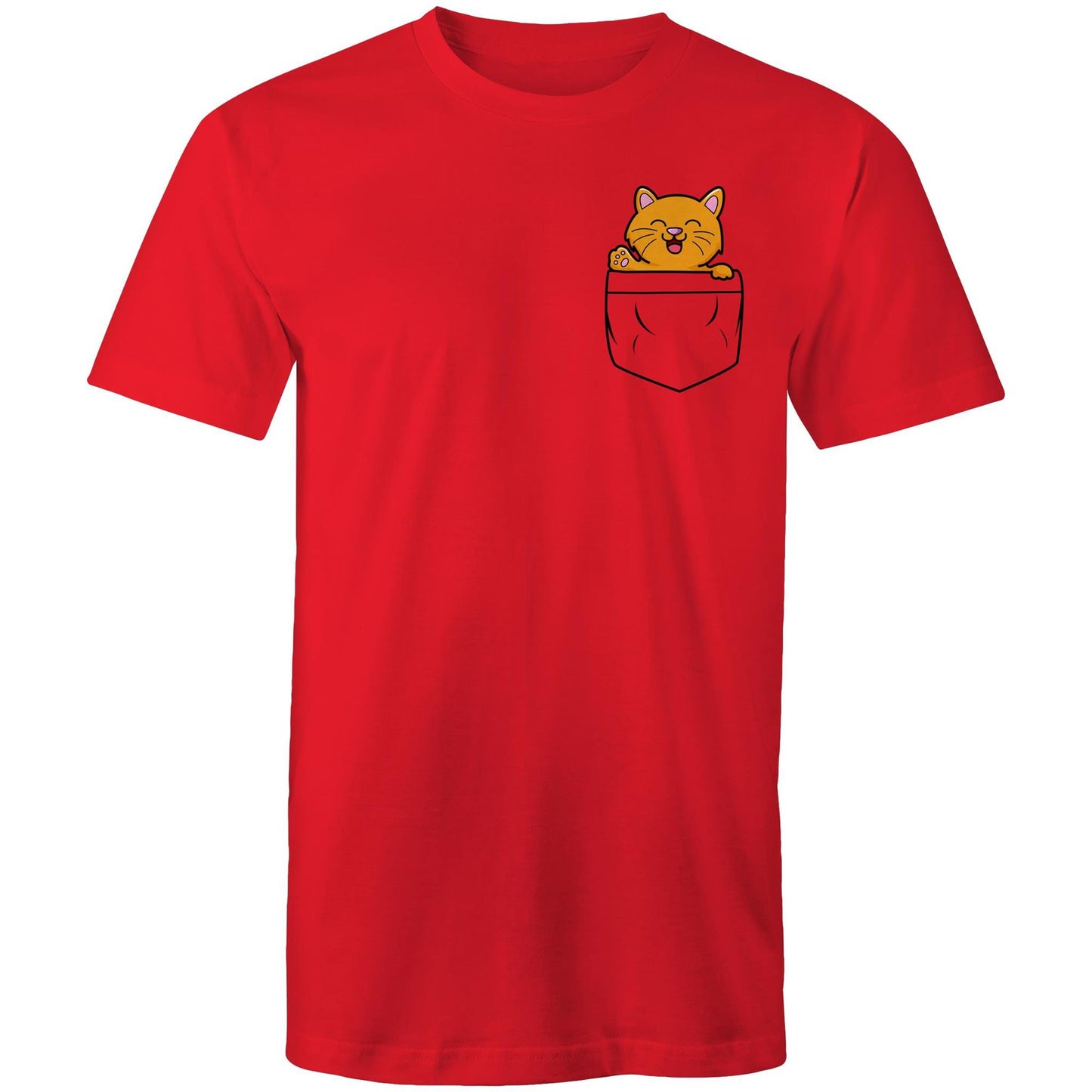 Kitten Mini Mango in a Pocket Men's Cotton T-Shirt - Da Boss Mango AU - Red