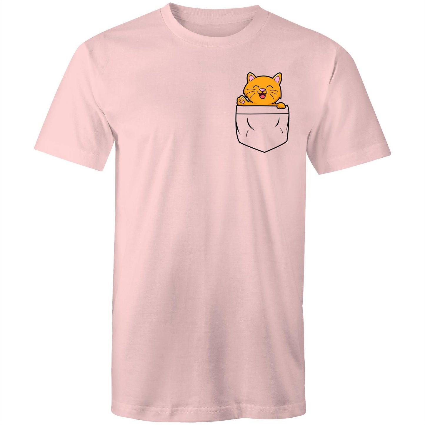 Kitten Mini Mango in a Pocket Men's Cotton T-Shirt - Da Boss Mango AU - Pink