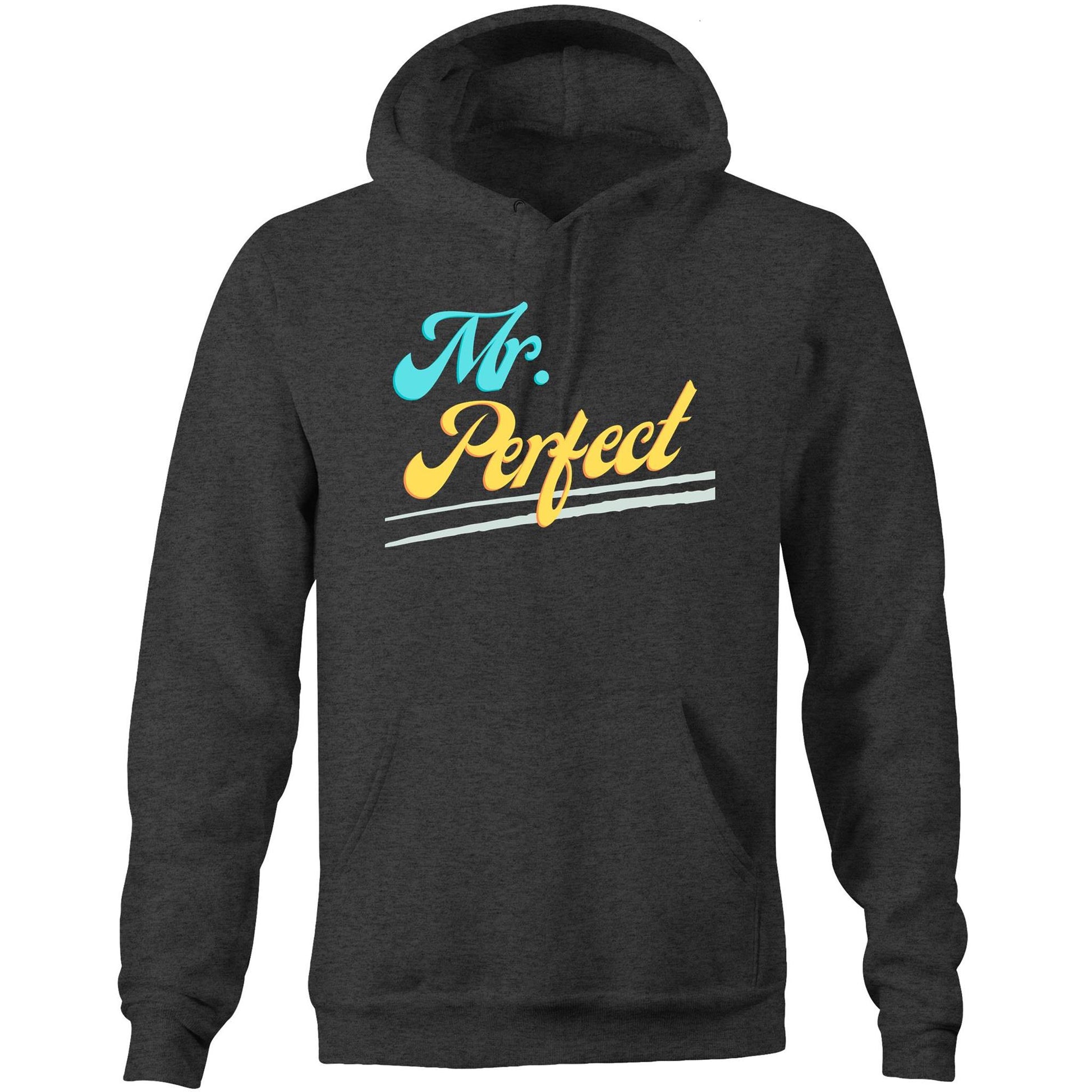 "Mr. Perfect" Pocket Hoodie Sweatshirt Pullover Gift for Husband, Dad, Boyfriend - Da Boss Mango AU - Asphalt Dark Grey Marle