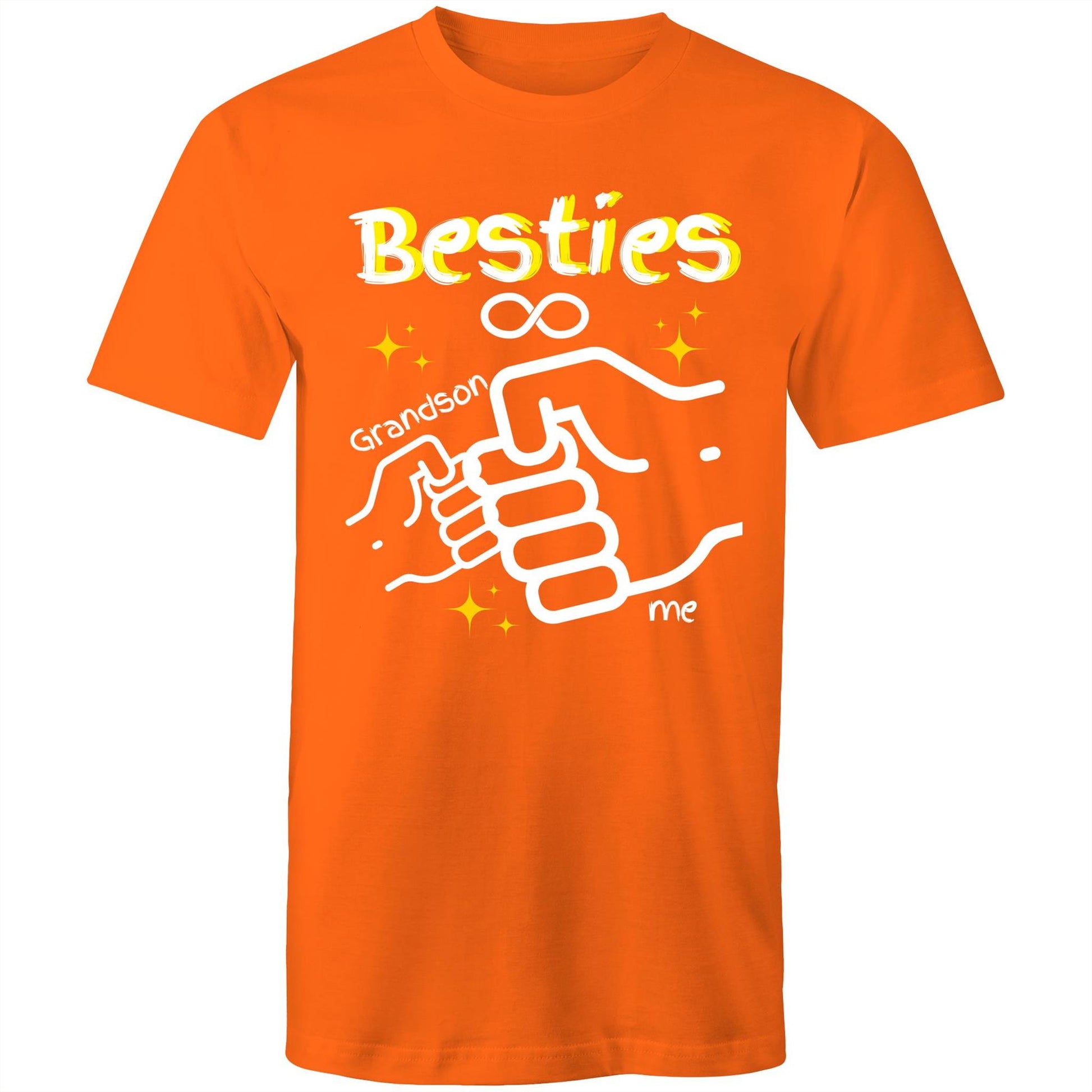 "Besties Me & Grandson" Men's Cotton T-Shirt - Gift for Grandpa Matching Clothing with Grandson - Da Boss Mango AU - Orange