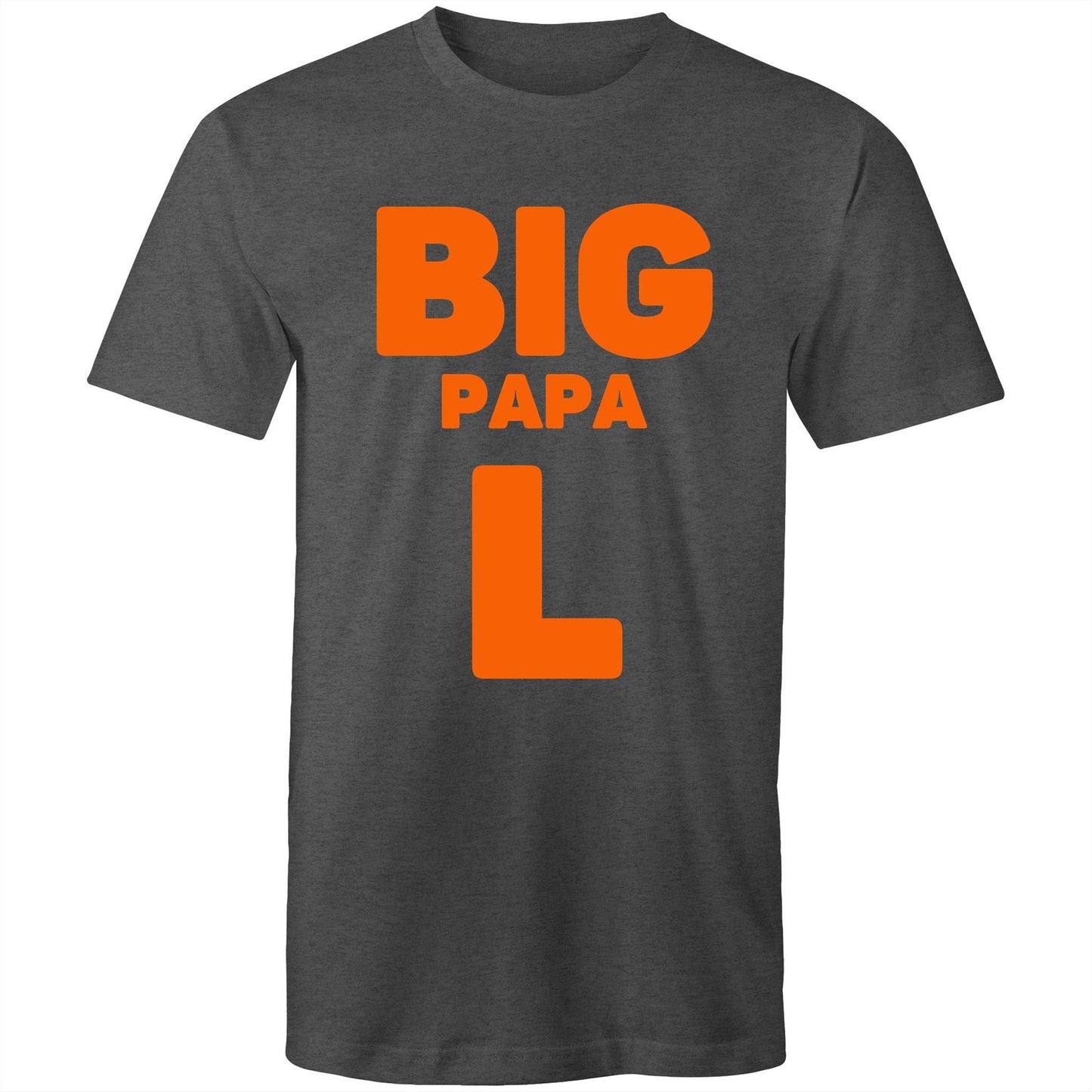 "Big Papa L" Men's Cotton Asphalt Dark Grey T-Shirt in Size S, M, L, XL, XXL, 3XL, 4XL, 5XL, Gift for Dad - Da Boss Mango AU