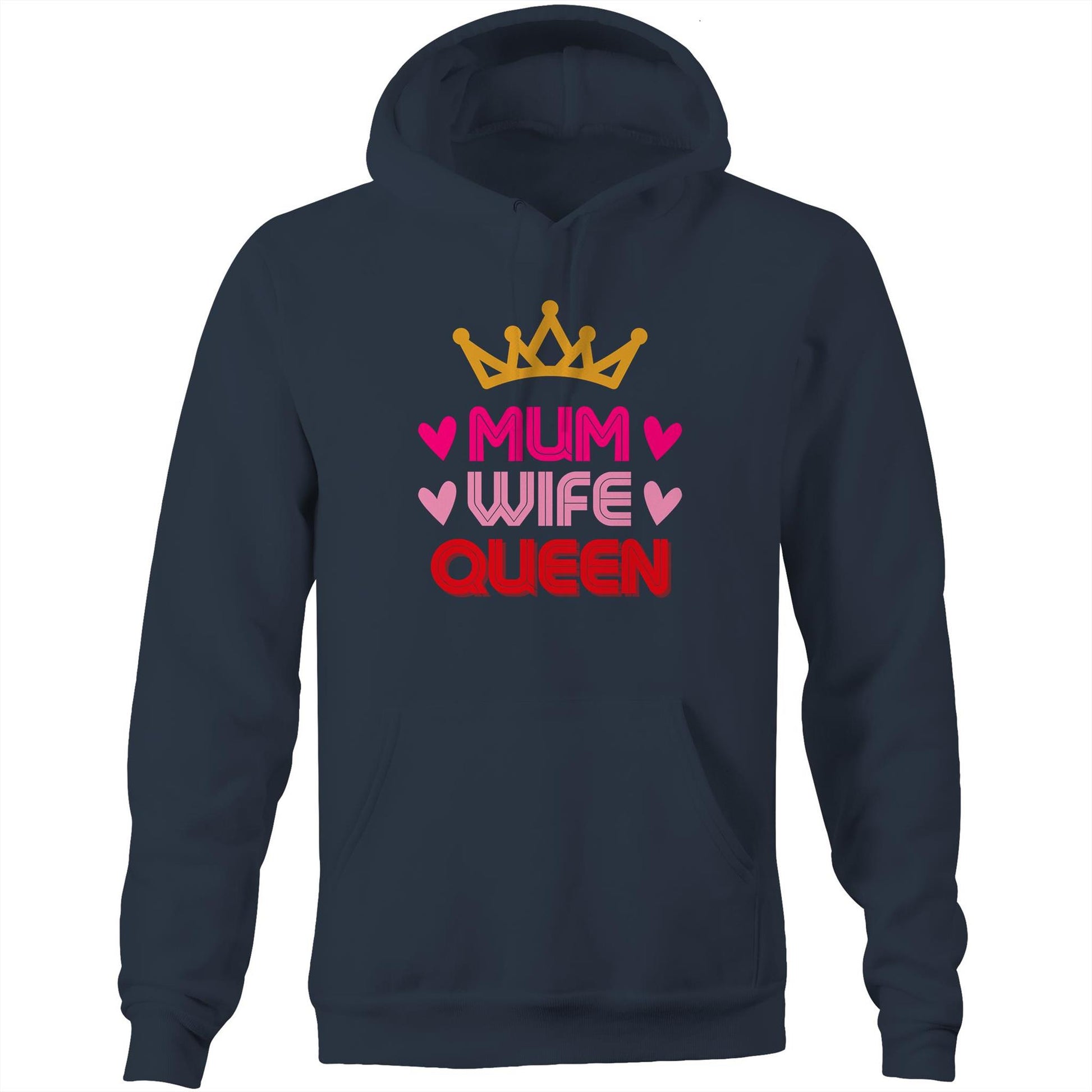 Mum Wife Queen Womens Hoodie Sweatshirt Pullover - Best Mother's Day Birthday Gift for Mum - Da Boss Mango AU - Navy