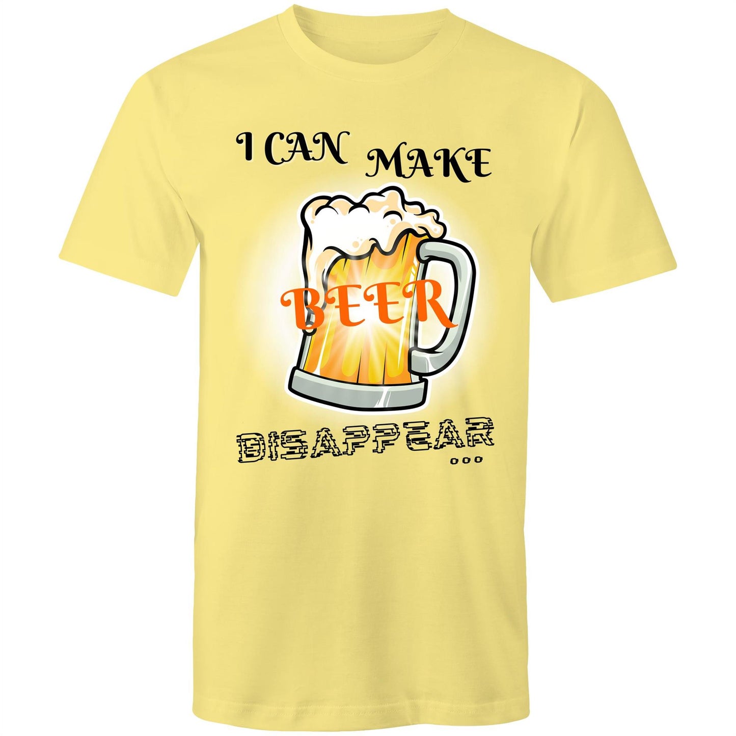 I Can Make Beer Disappear Men's Funny Cotton T-Shirt - Size S, M, L, XL, 2XL, 3XL, 4XL, 5XL - Da Boss Mango AU - Lemon Yellow