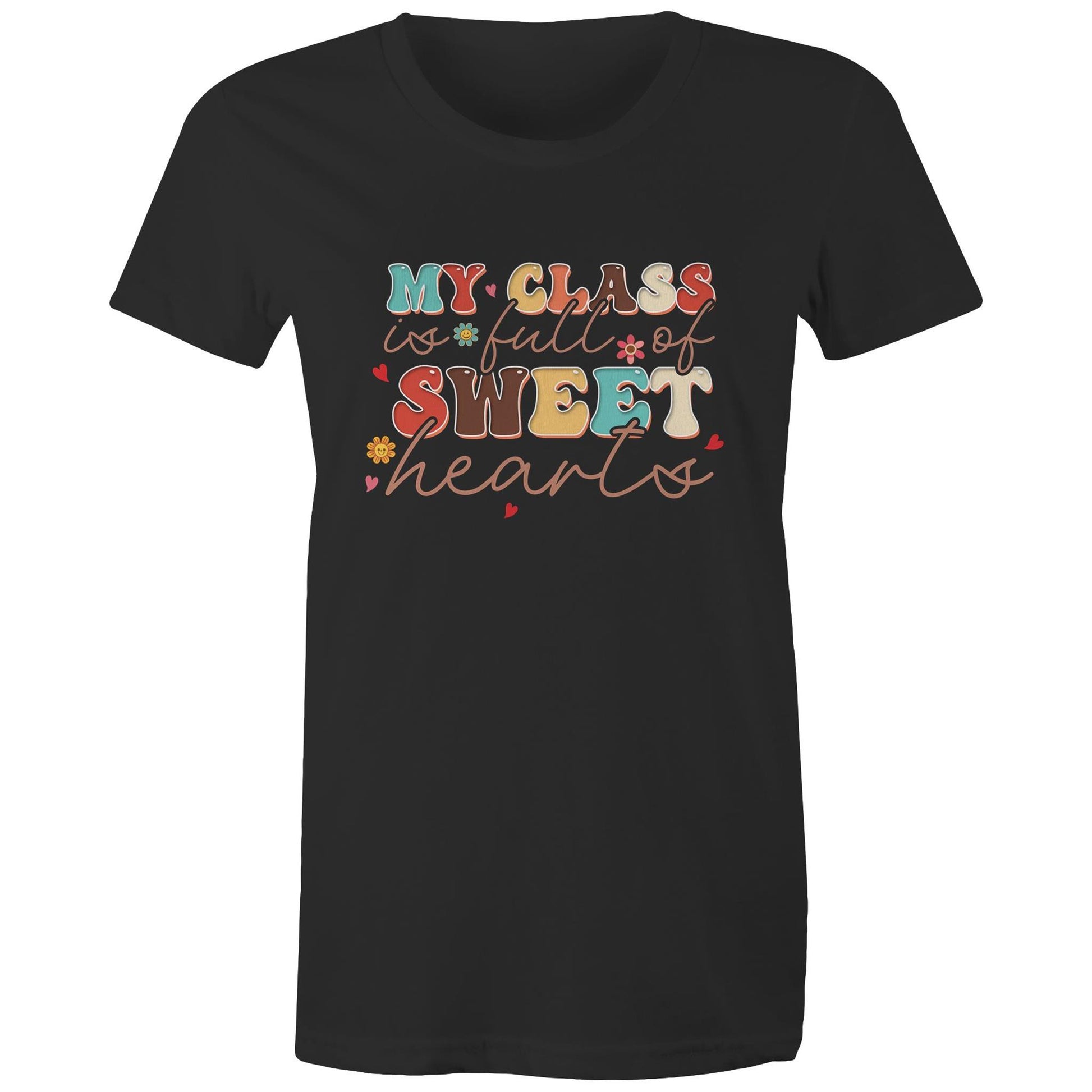 My Class is Full of Sweet-Heart Women's Cotton T-Shirt Gift for Teachers - Da Boss Mango AU - Black