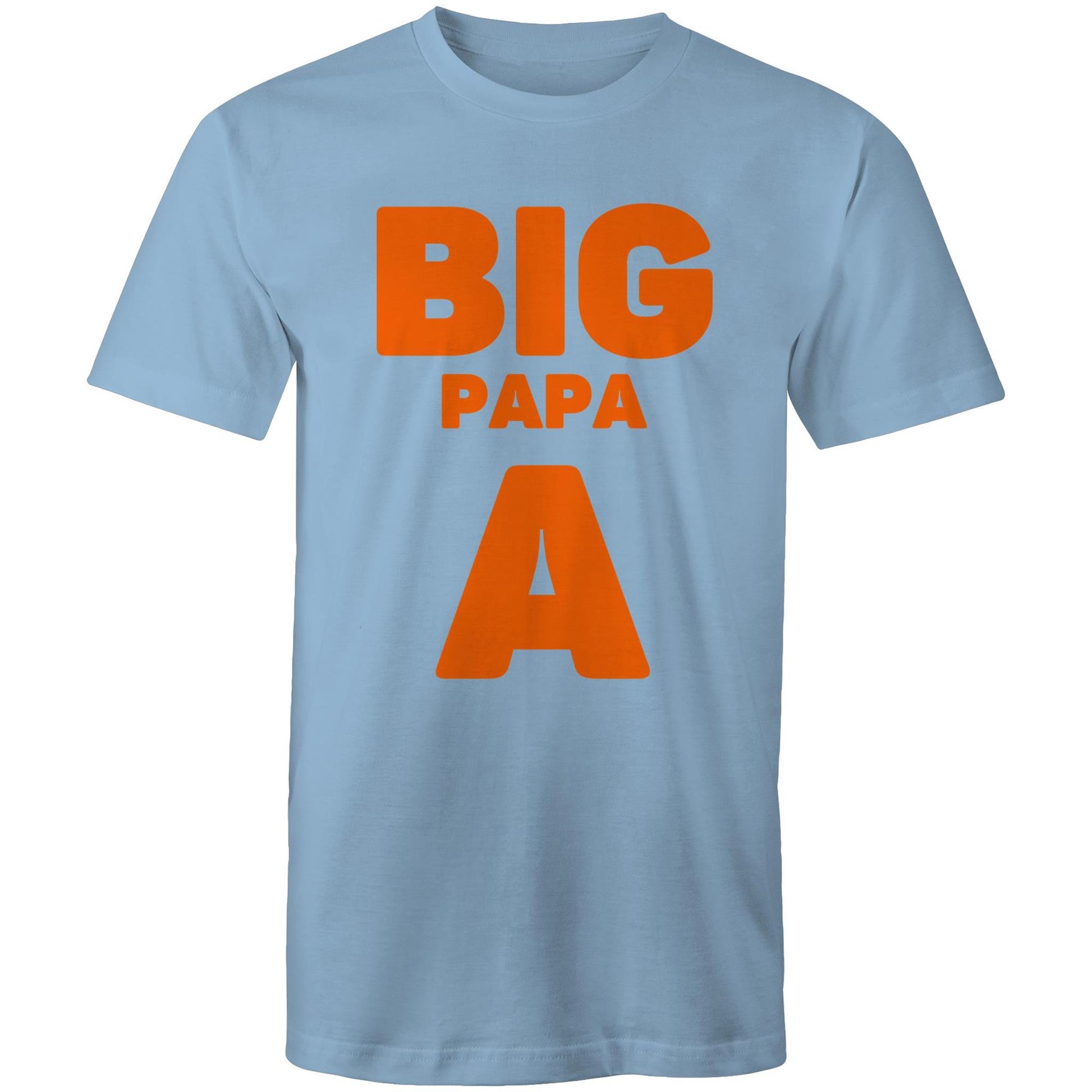 "Big Papa A" Men's Cotton Carolina Blue T-Shirt in Size S, M, L, XL, XXL, 3XL, 4XL, 5XL, Gift for Dad - Da Boss Mango AU -