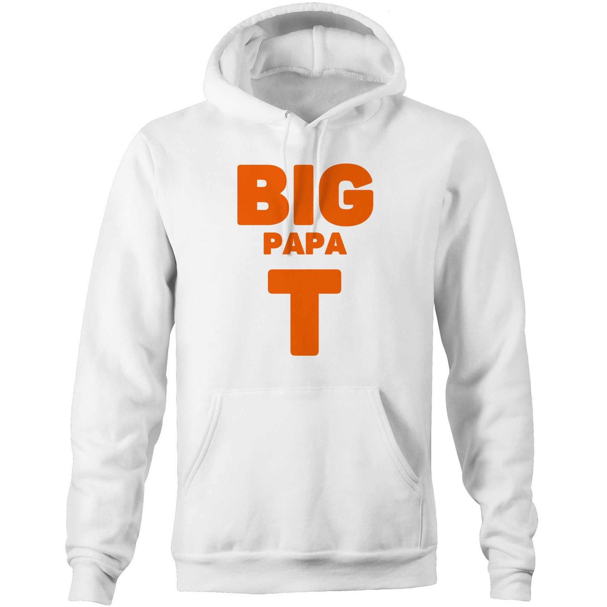 "Big Papa T" Pocket Hoodie Sweatshirt Pullover with Kangaroo Pocket Father's Day Gift for Dad - Da Boss Mango AU - White