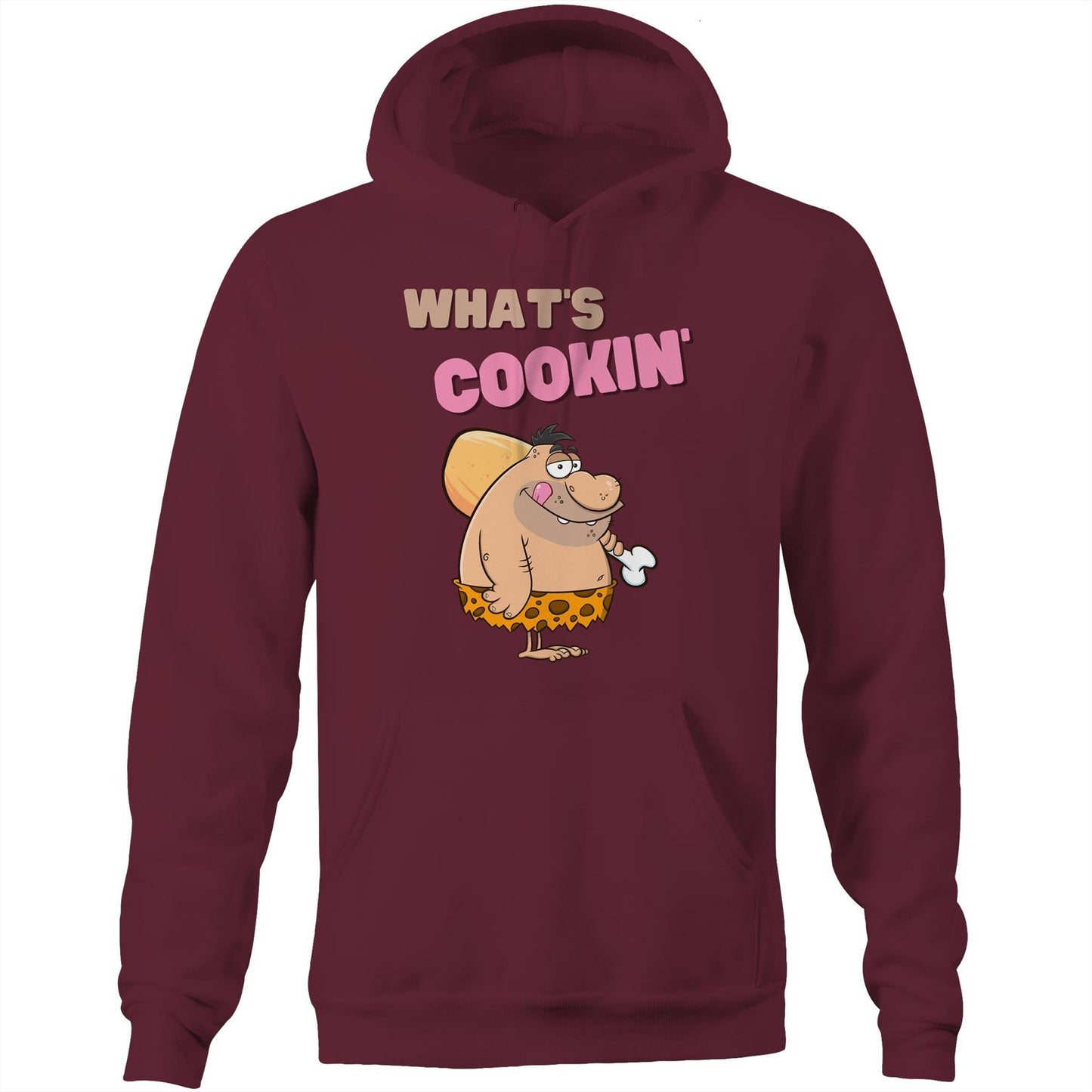 What's Cookin' Funny Unisex Pocket Hoodie Sweatshirt Pullover for Men and Women - Da Boss Mango AU - Burgundy Maroon