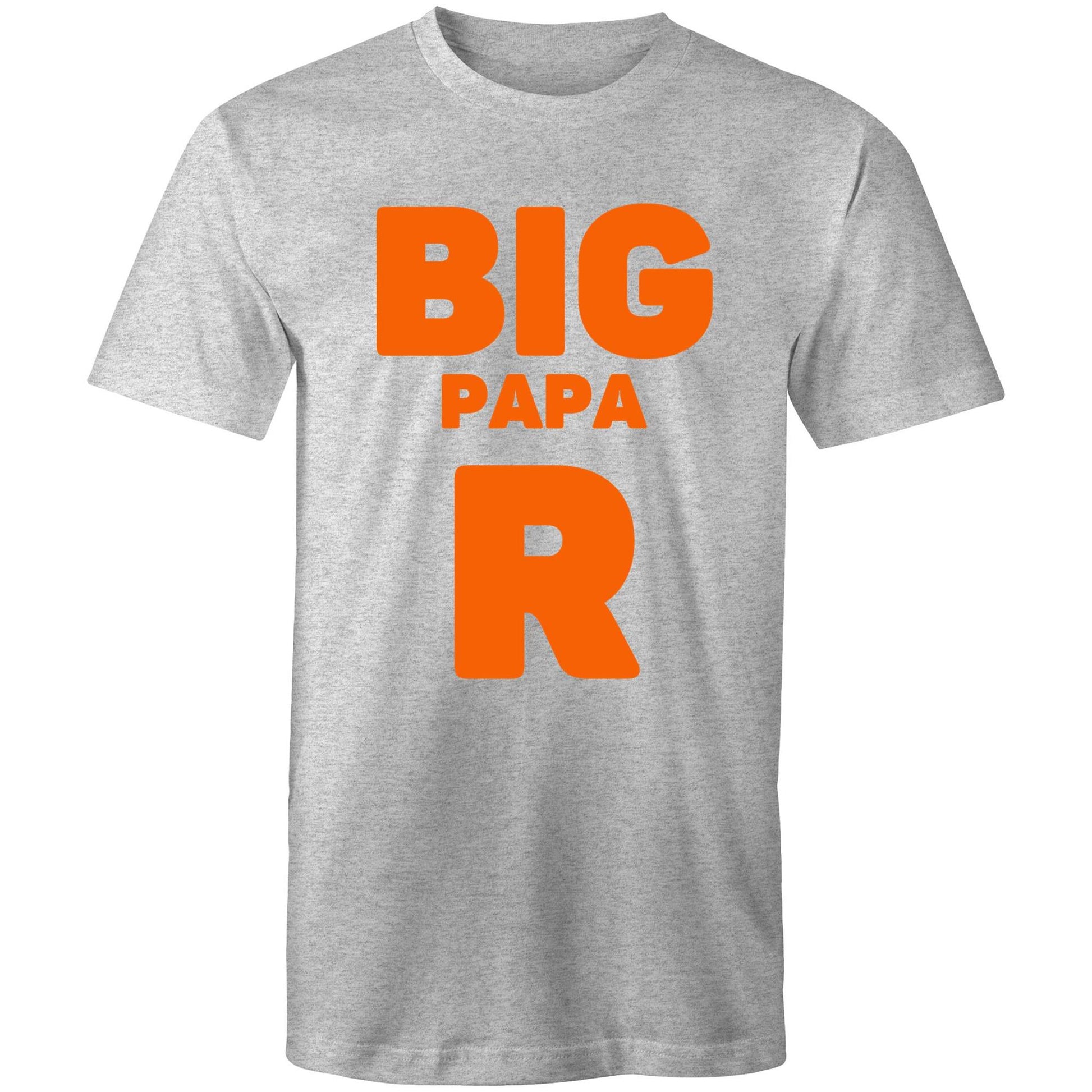 "Big Papa R" Men's Cotton Light Grey Marle T-Shirt in Size S, M, L, XL, XXL, 3XL, 4XL, 5XL, Gift for Dad - Da Boss Mango AU -