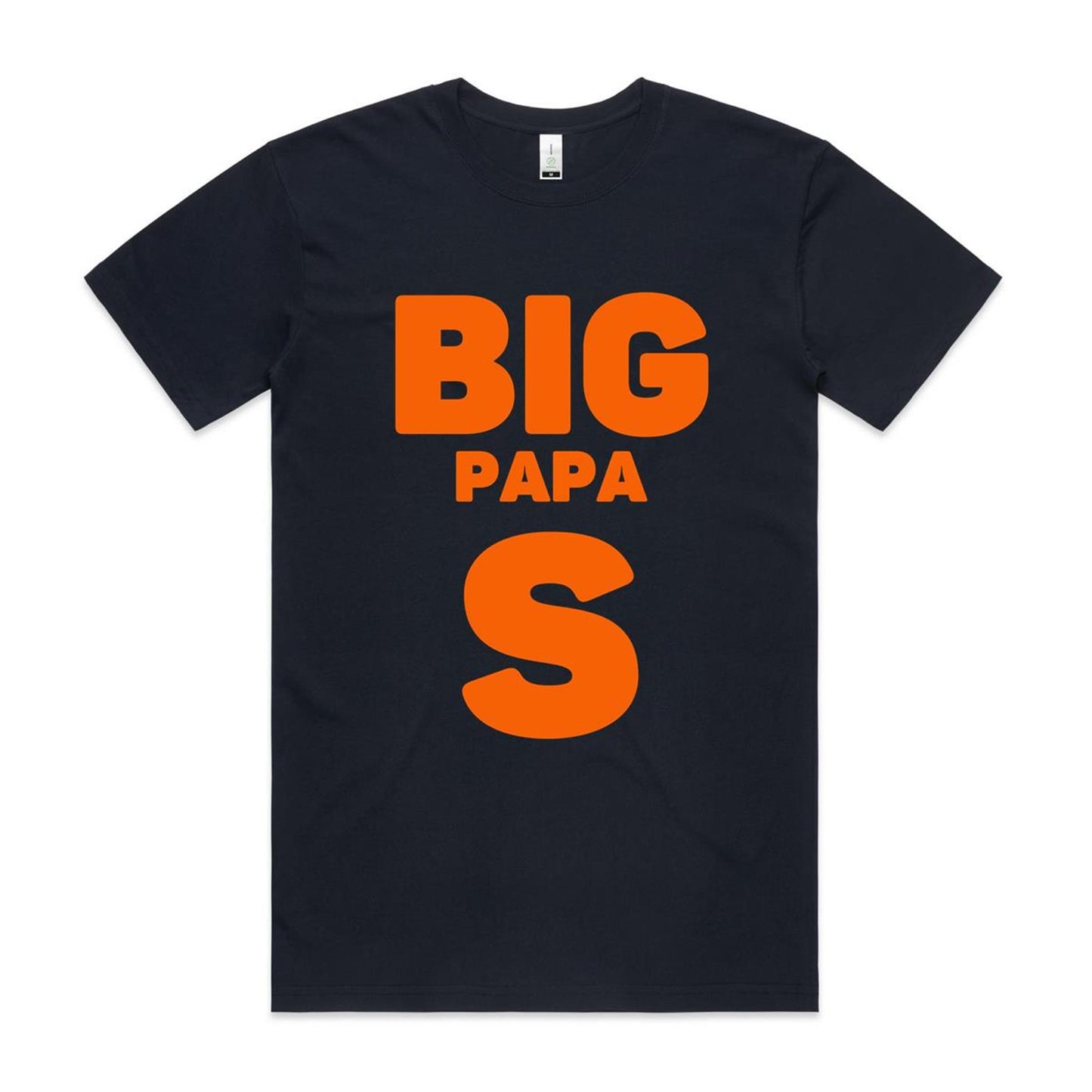 "Big Papa S" Men's GOTS Certified Organic Cotton T-Shirt, Father's Day Birthday Gift for Dad- Da Boss Mango AU - Navy